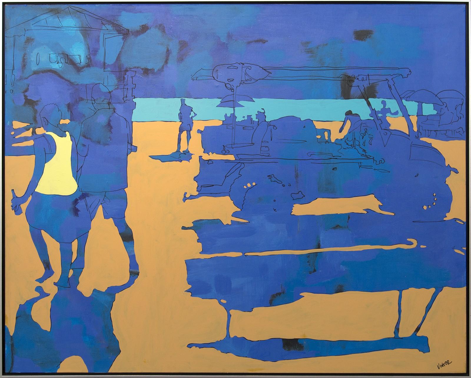 Blazing Blue - large, graphic, figurative, pop-art, acrylic on canvas
