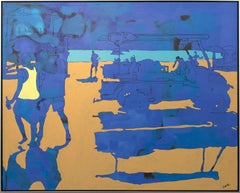 Blazing Blue - large, graphic, figurative, pop-art, acrylic on canvas
