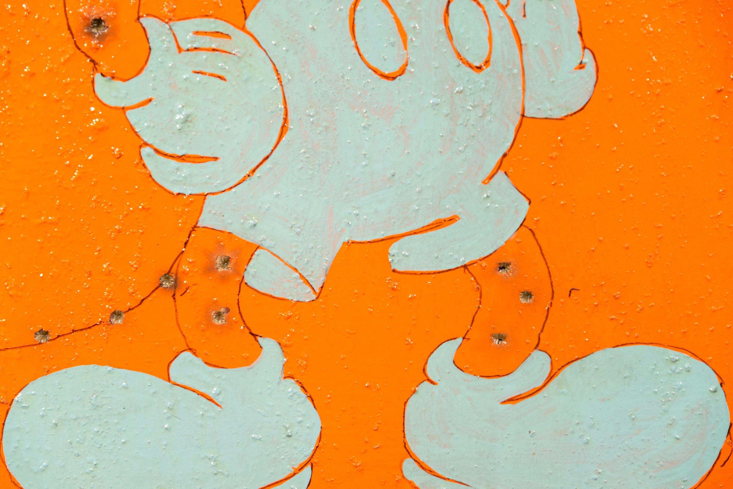Bullet Hole Mickey - figurativo, pintura, pop-art, acrílico sobre lienzo en venta 2