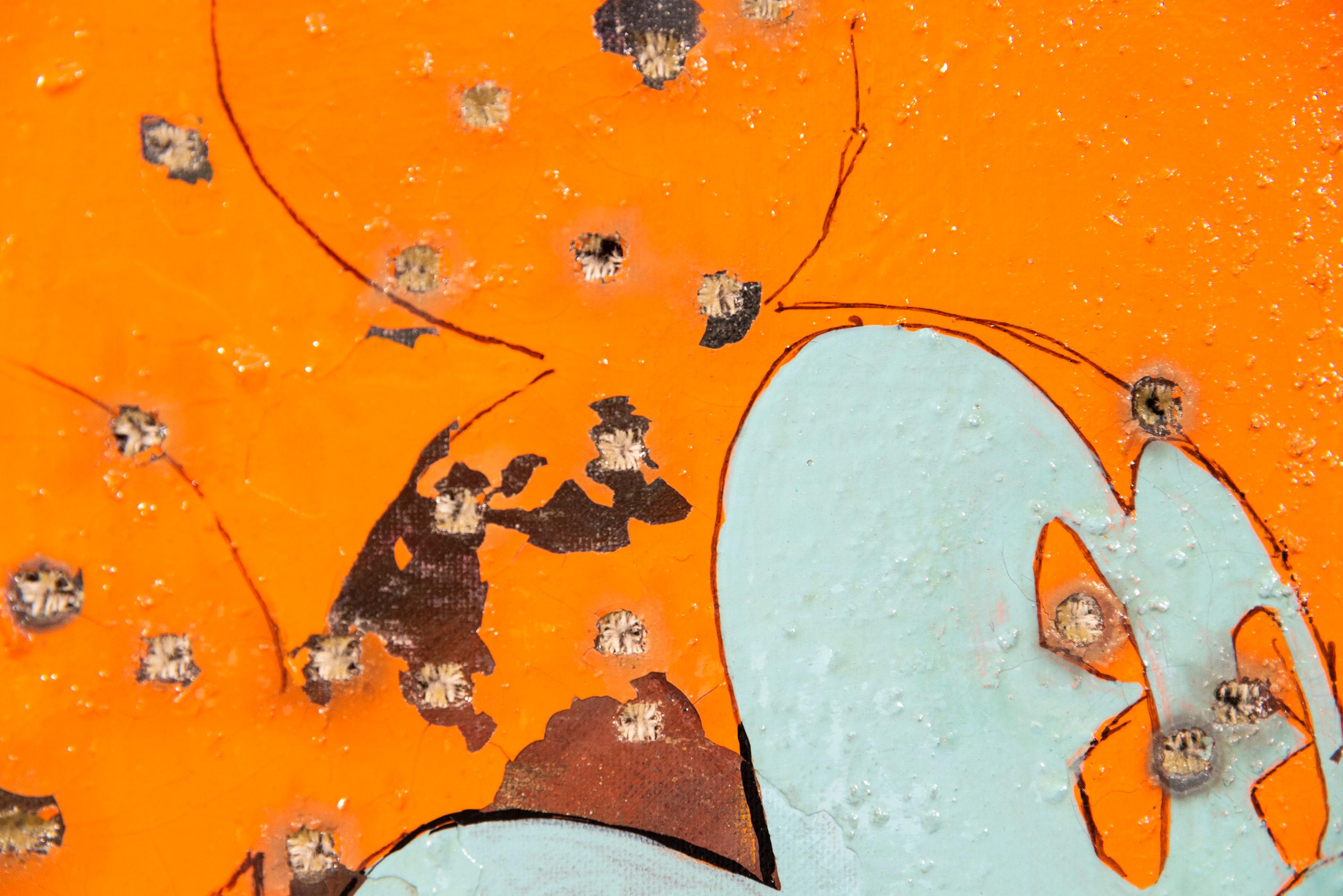 Bullet Hole Mickey - figurativo, pintura, pop-art, acrílico sobre lienzo en venta 4