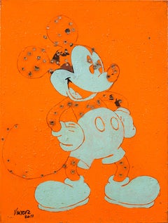 Bullet Hole Mickey - figurative, painting, pop-art, acrylic on canvas