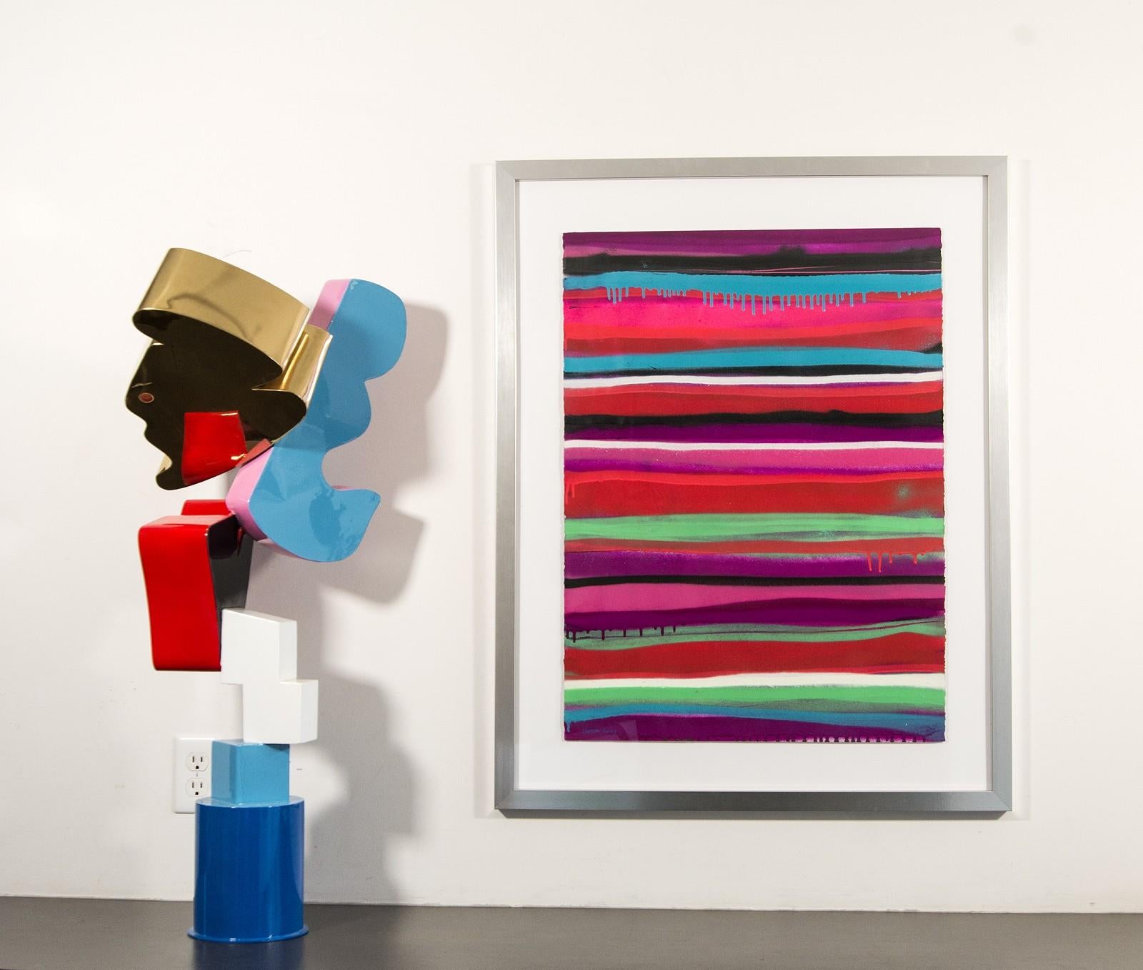 Graffiti Study No 2 - colourful, layered, pop art, spray painted study on paper (Abstrakt), Painting, von Viktor Mitic