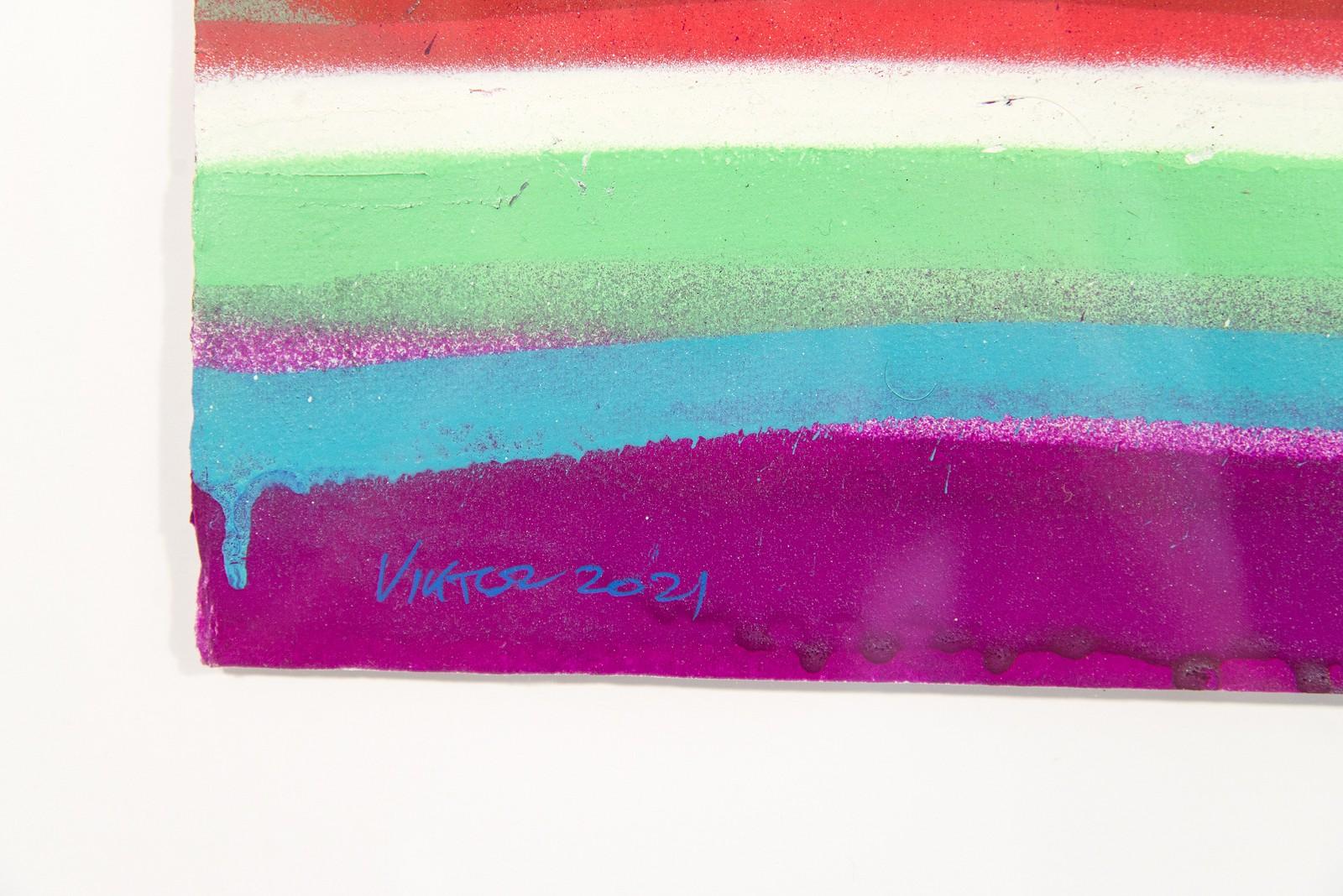 Graffiti Study No 2 - colourful, layered, pop art, spray painted study on paper im Angebot 1