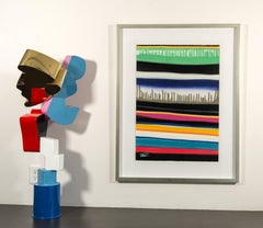 Graffiti Study No 3 - colourful, layered, pop art, spray painted study on paper