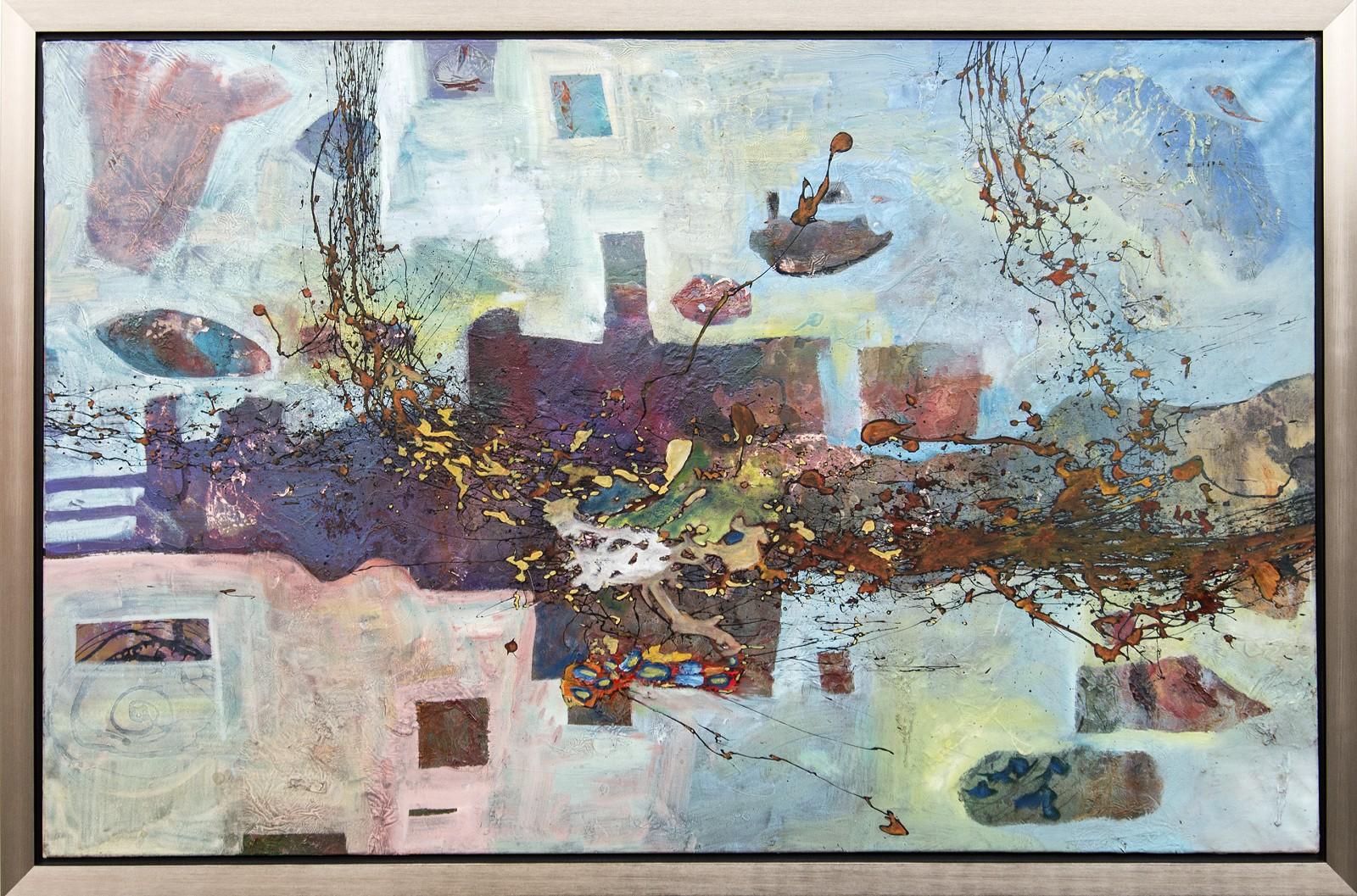 Ocean No. 7 - groß, gedämpft, abstrakt, gestisch, Landschaft, Öl auf Leinwand – Painting von Viktor Mitic