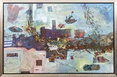 Océano nº 7 - gran paisaje abstracto, gestual y apagado, óleo sobre lienzo
