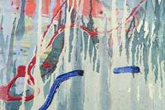 Danza de la lluvia nº 1 - gran paisaje abstracto, apagado y gestual, acrílico sobre lienzo