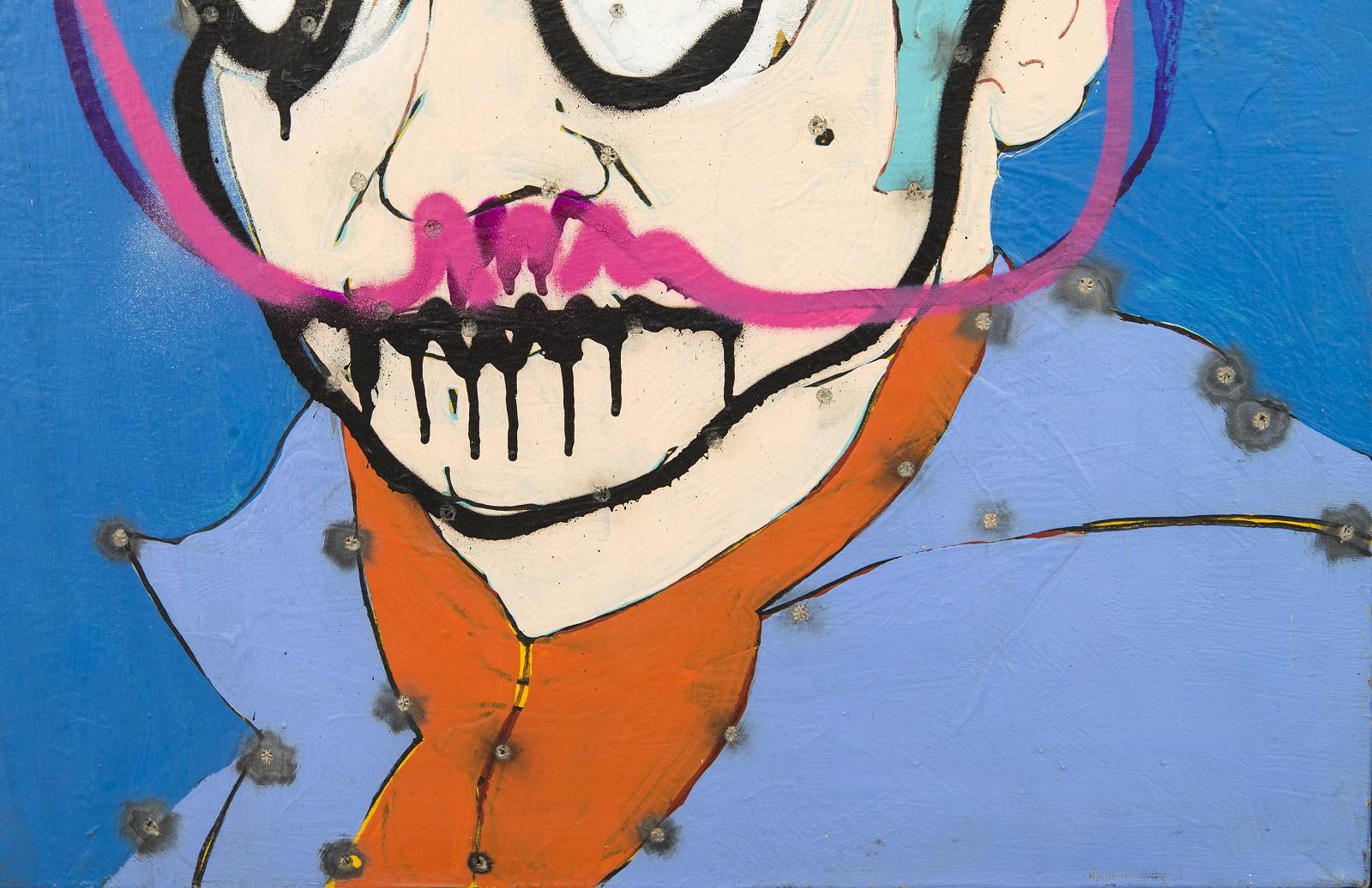 Autorretrato (Selfie) - pintura gráfica, pop-art, acrílico sobre lienzo - Painting Contemporáneo de Viktor Mitic