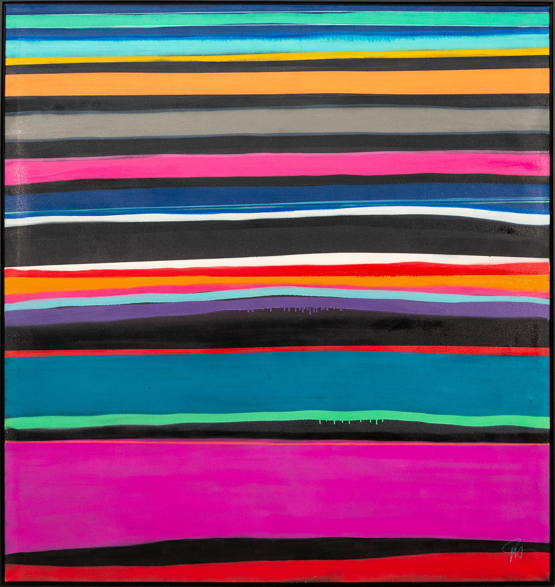 Viktor Mitic Abstract Painting - Southern Stripes 21-01 - pop-art, graffiti, acrylic and spray paint on canvas