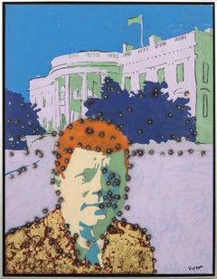 Whitehouse Kennedy, pop-art graphique, Amérique culturelle, acrylique dorée sur toile