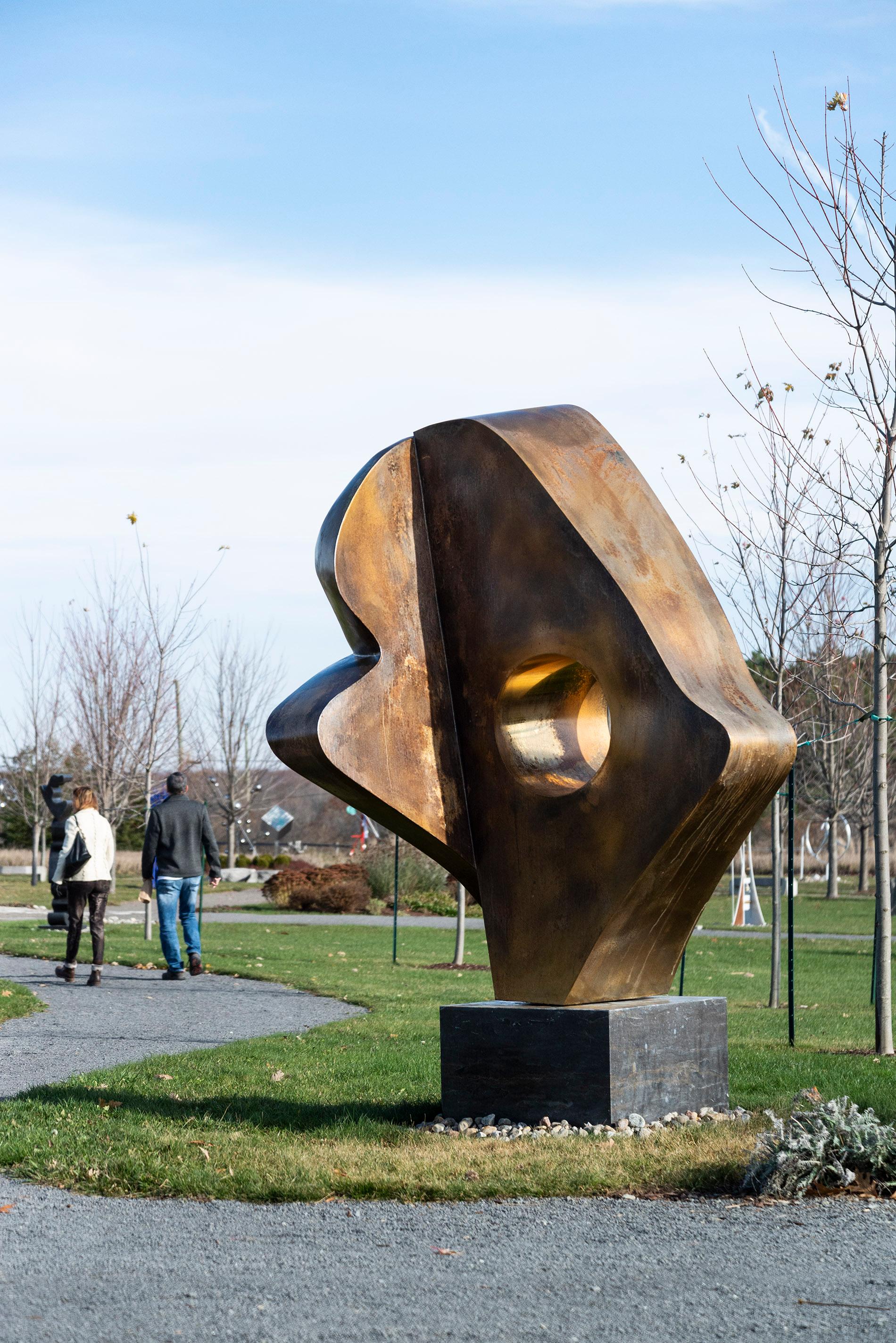 Andromeda - large, abstract, 24kt gold plated, stainless steel outdoor sculpture - Sculpture by Viktor Mitic