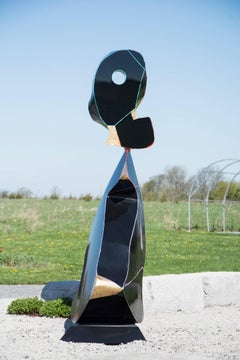 Black - tall, playful, glossy, post-pop, abstract, aluminum outdoor sculpture