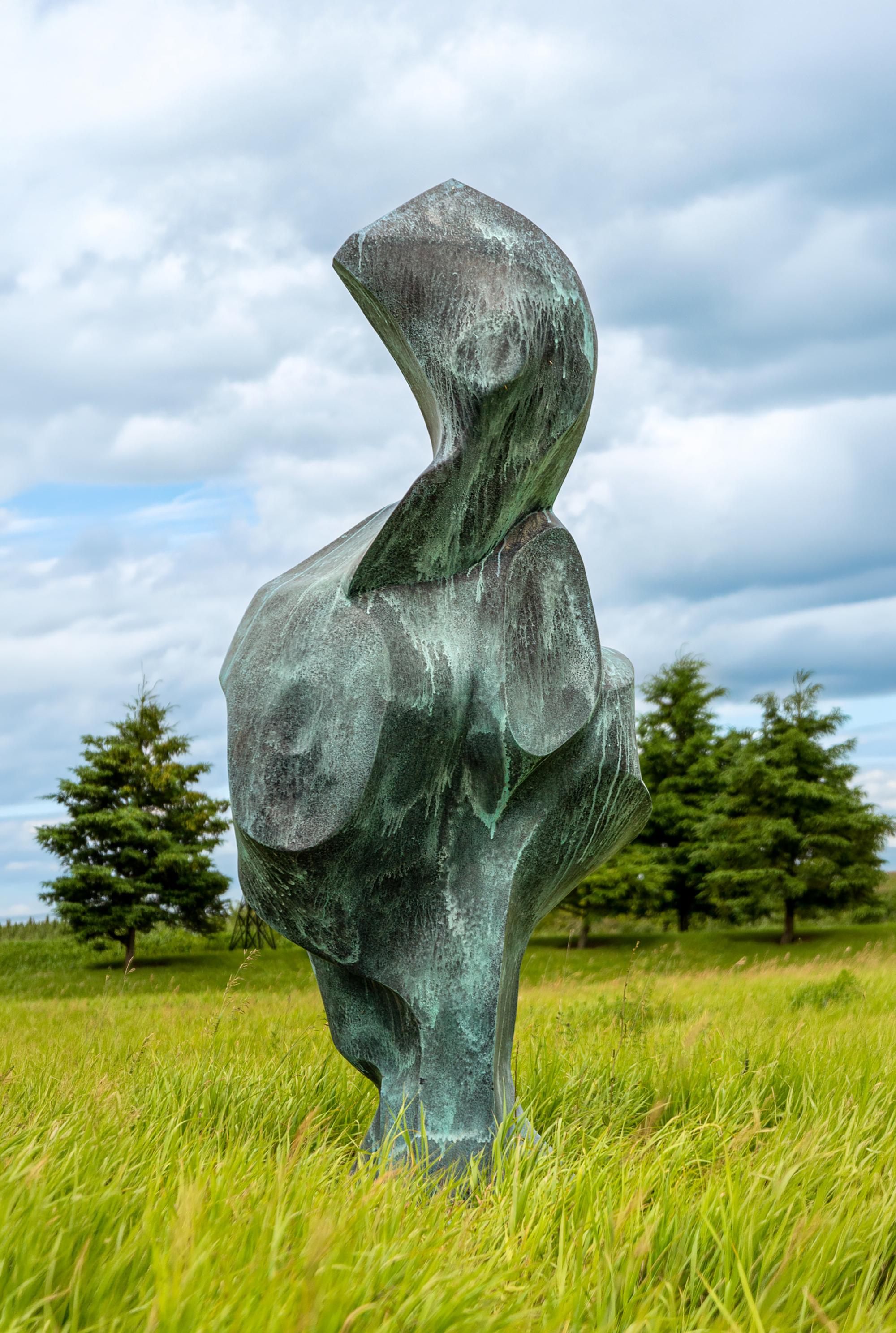 Cygnus A - Scultura in bronzo, per esterni, uccello astratto, contemporanea - Sculpture di Viktor Mitic