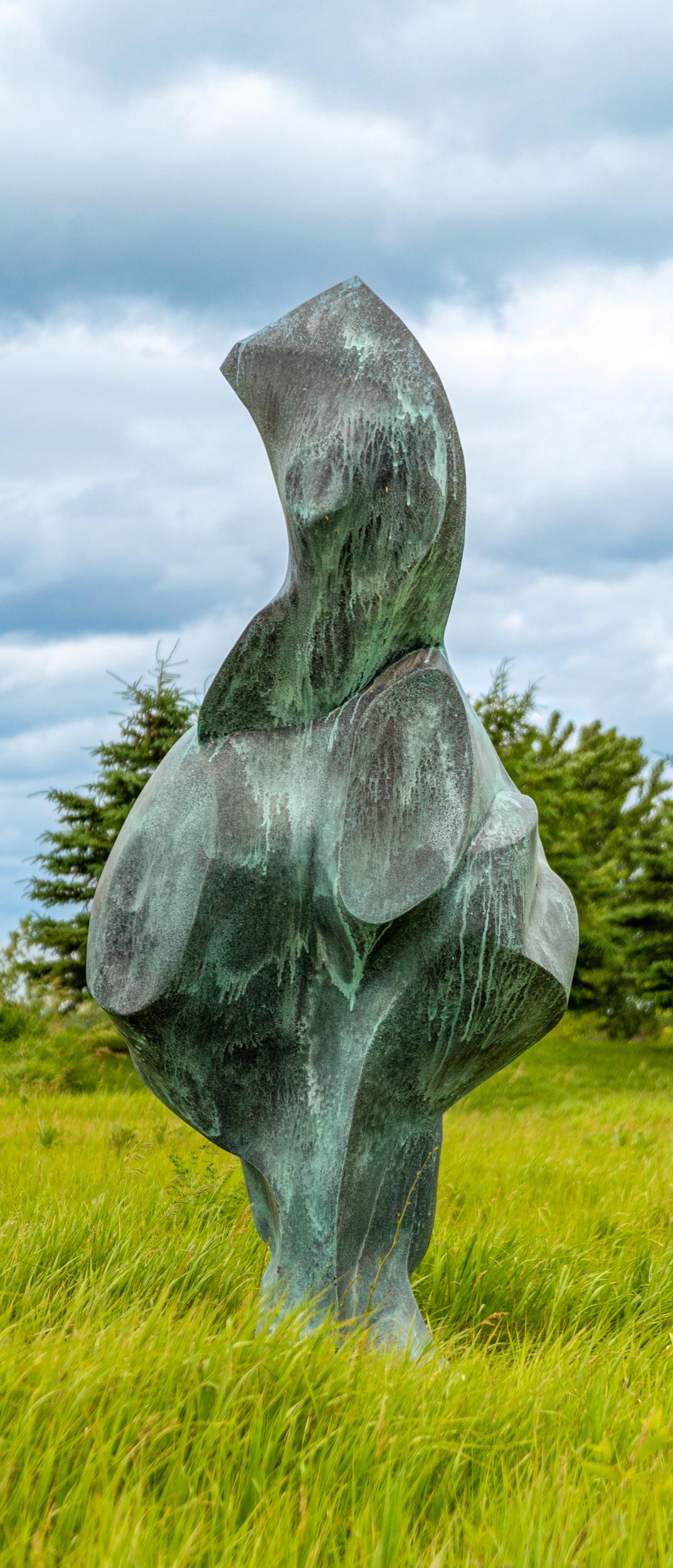 Cygnus A - zeitgenössische, abstrakte Bronzeskulptur für den Außenbereich – Sculpture von Viktor Mitic