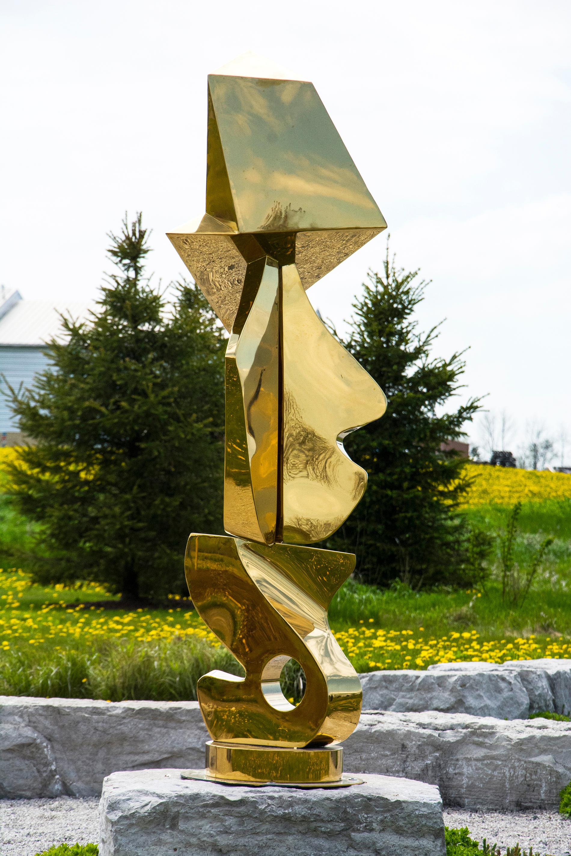 Gold Totem - Contemporary Mixed Media Art by Viktor Mitic