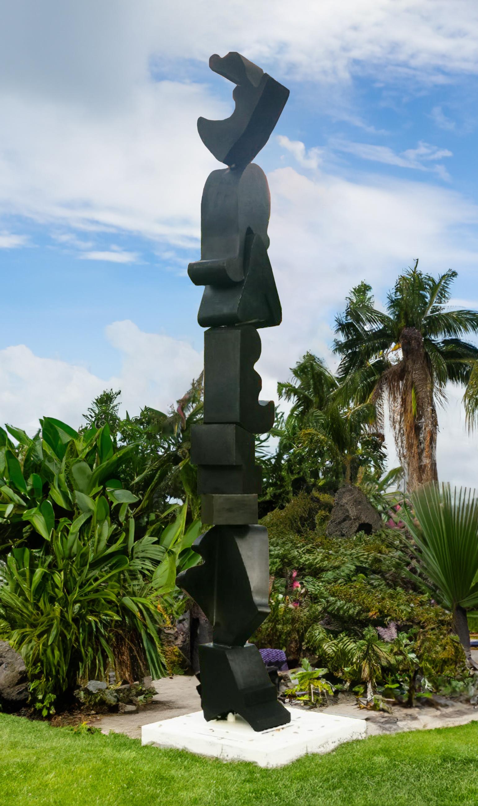 Heartland V2 - tall, black, abstract patinated stainless steel outdoor sculpture - Sculpture by Viktor Mitic