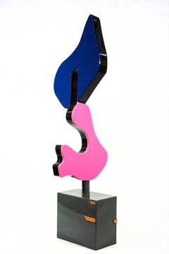 High Sierra - pink, blue, contemporary, abstract, stainless steel sculpture