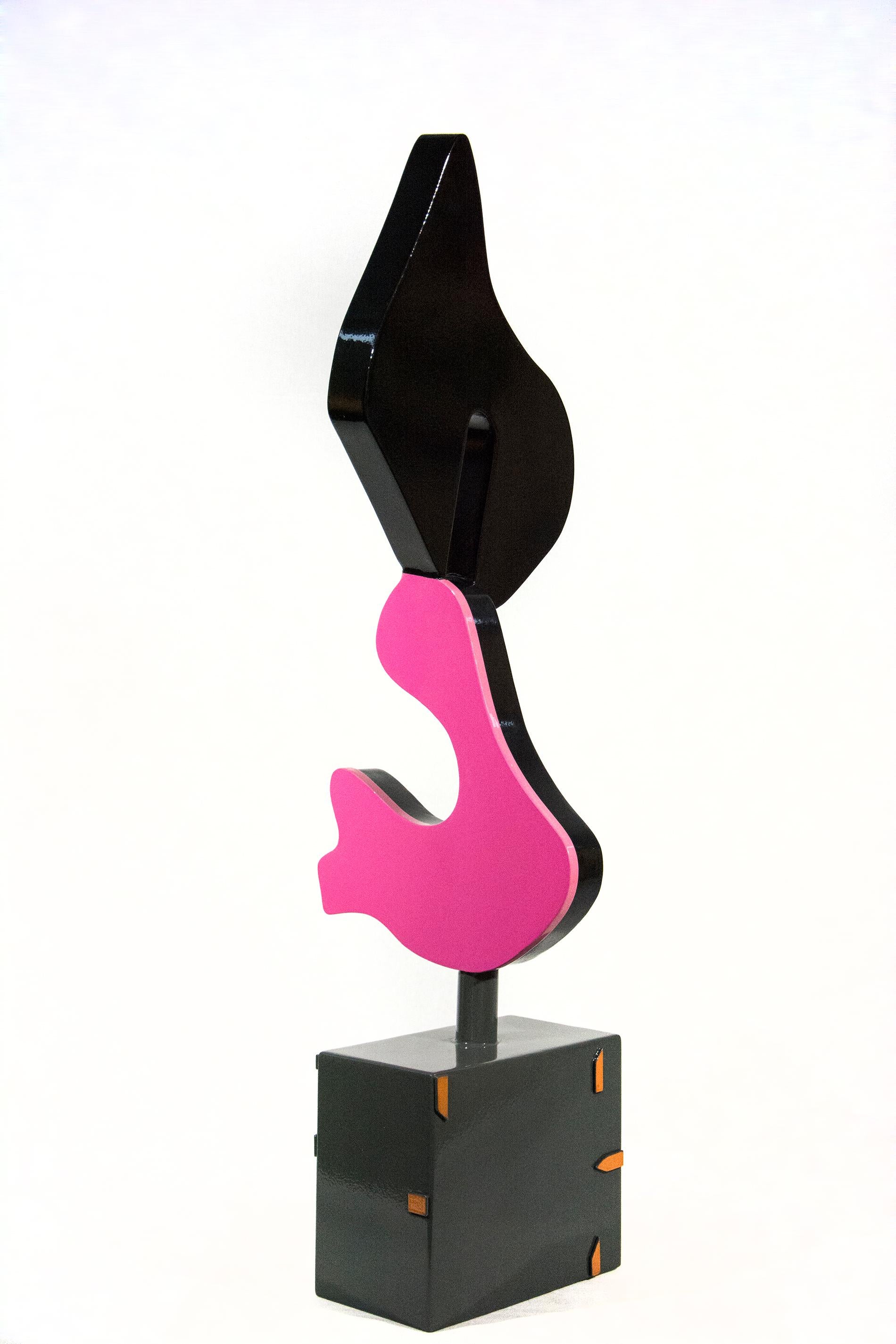 High Sierra - pink, blue, contemporary, abstract, stainless steel sculpture