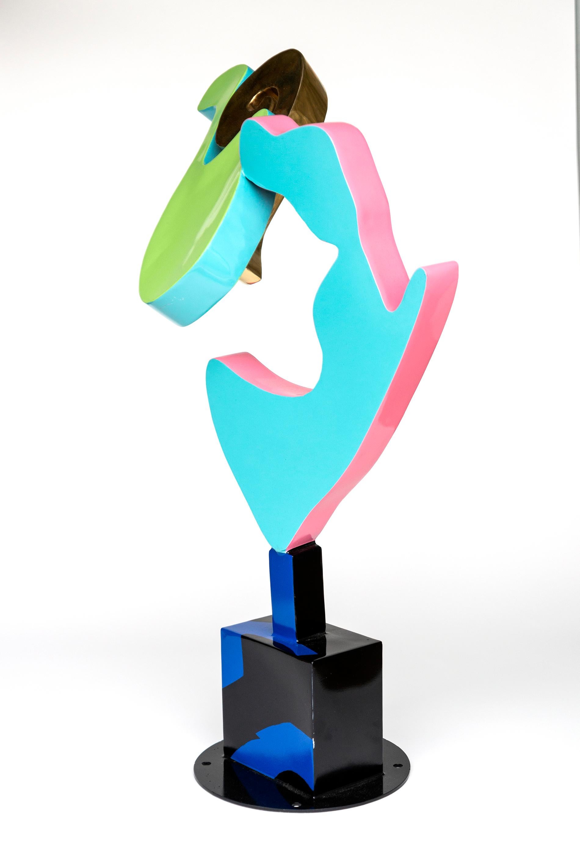 Minor Meteor - colourful, abstract, pop art, painted steel sculpture For Sale 2