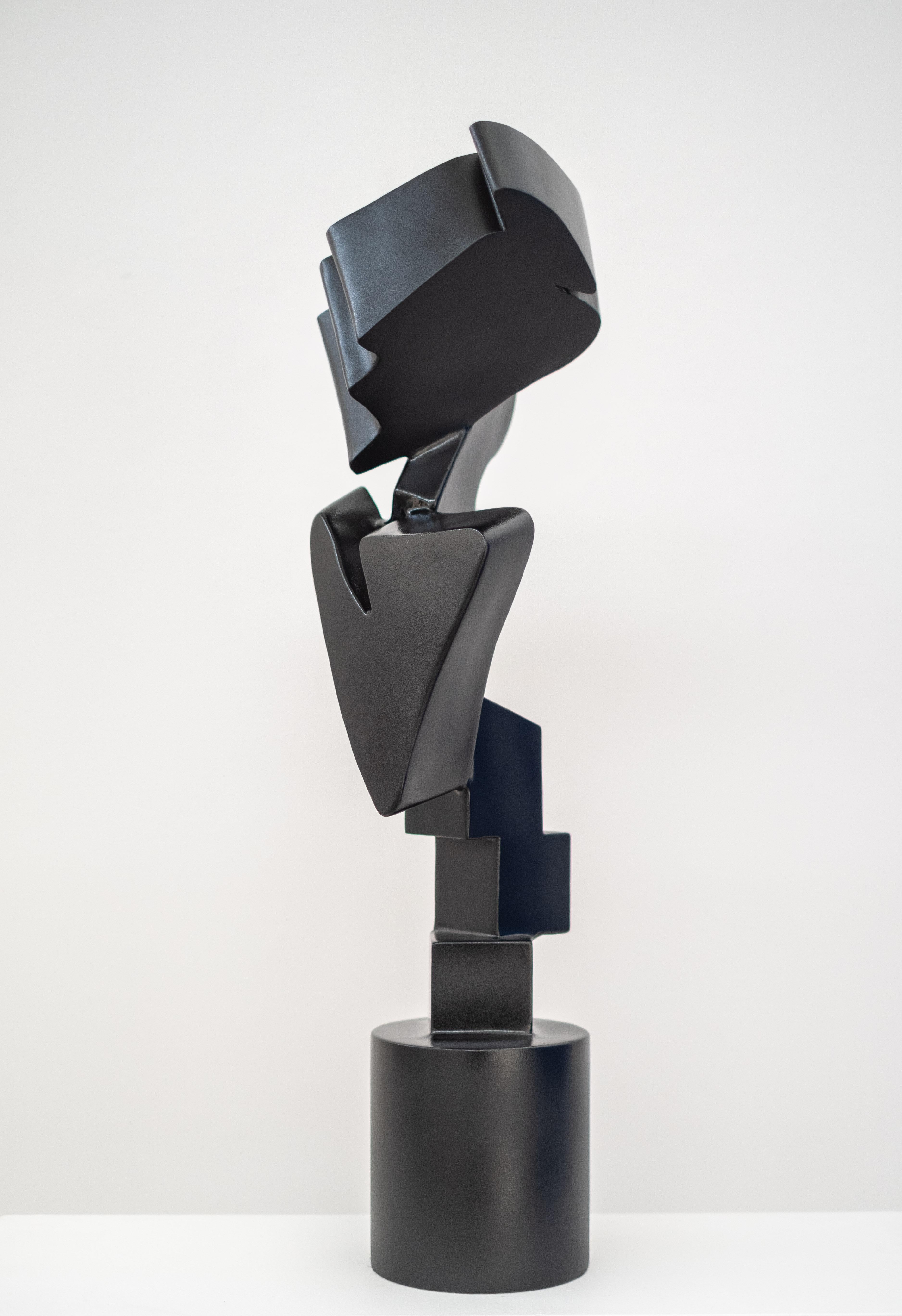 Monochromatic Variant- dark, abstract, pop art, painted aluminum sculpture - Sculpture by Viktor Mitic