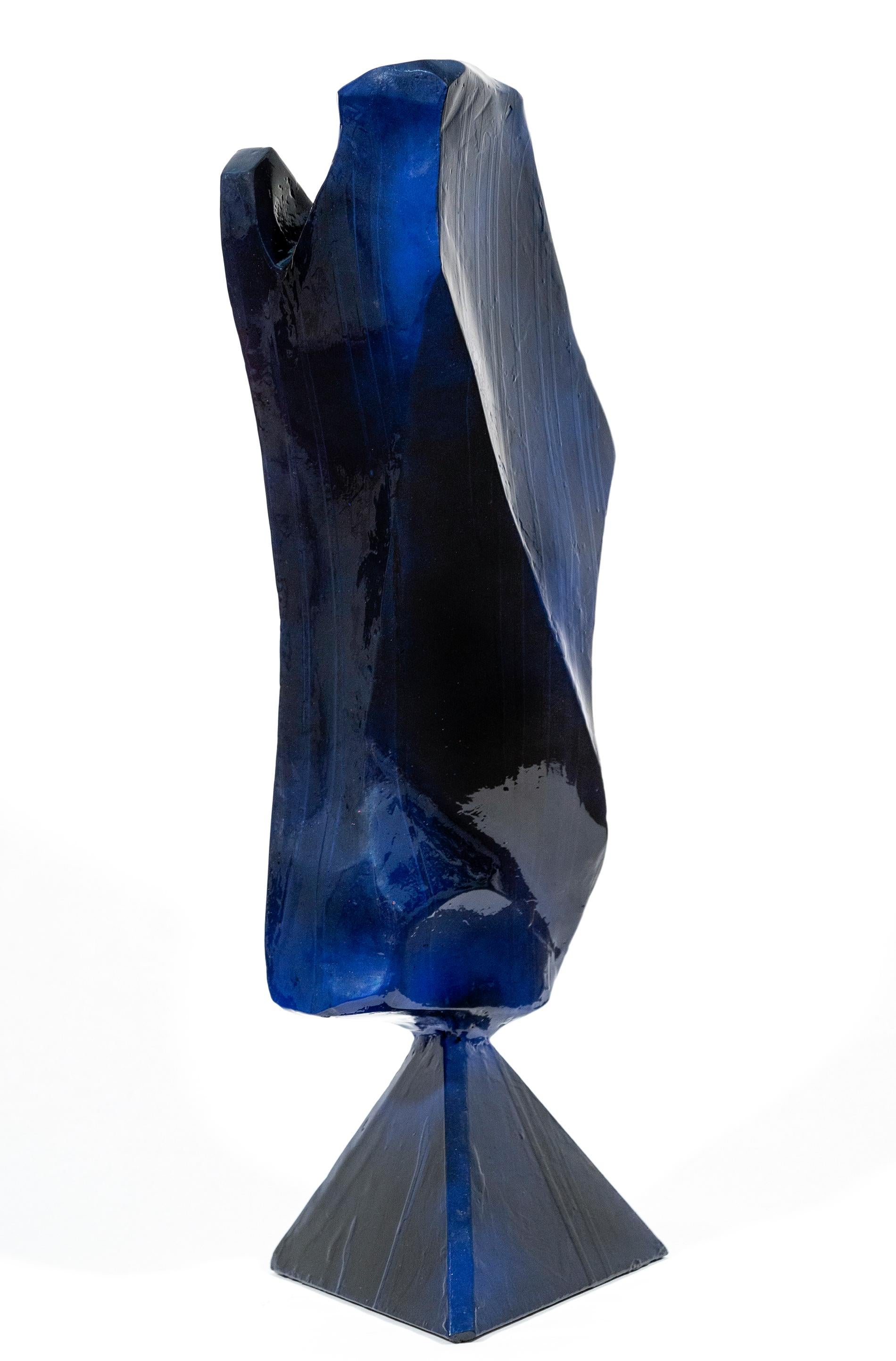 Monochromatic Variant Navy - abstract, contemporary, painted stainless sculpture - Abstract Sculpture by Viktor Mitic