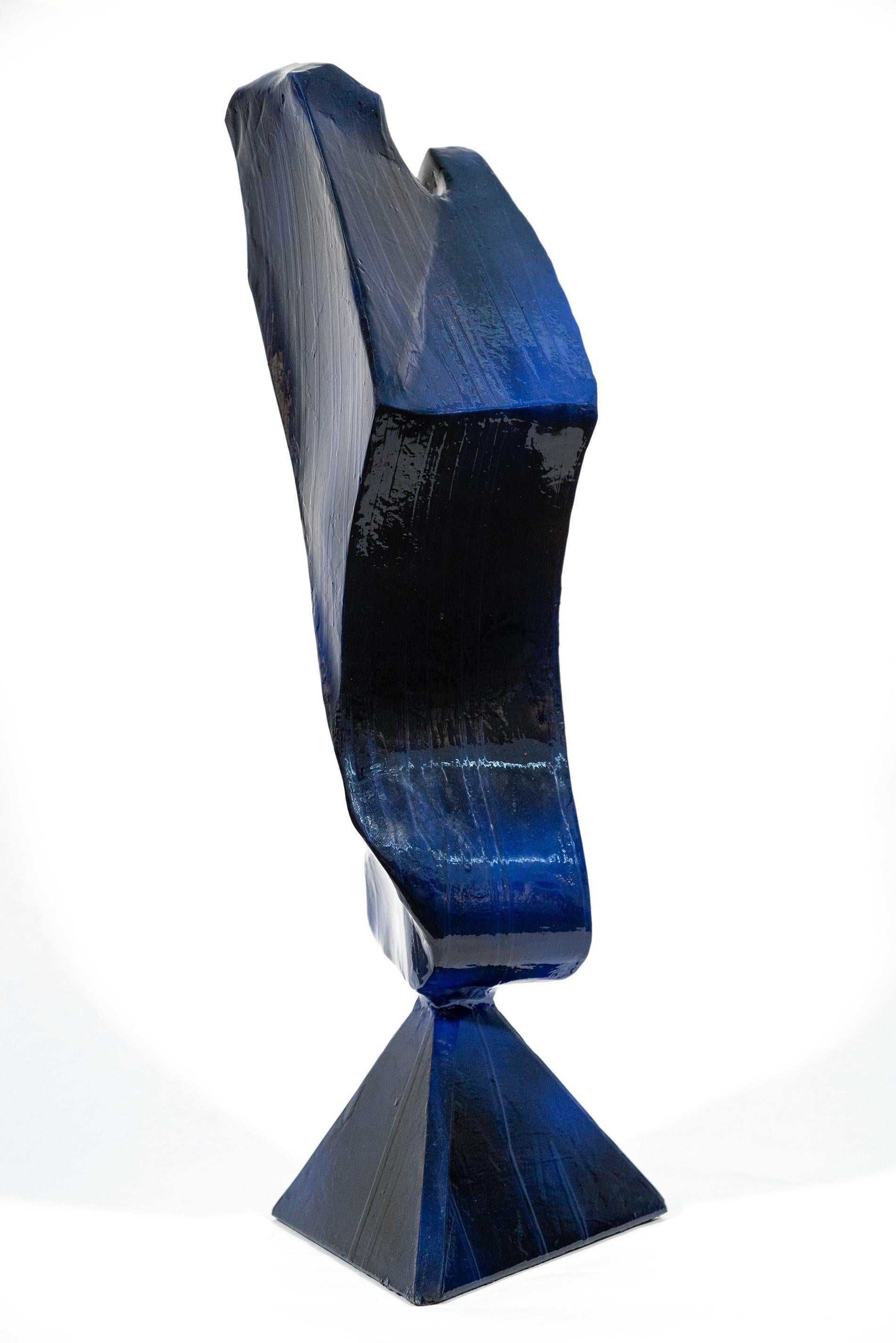 Monochromatic Variant Navy - abstract, contemporary, painted stainless sculpture For Sale 1