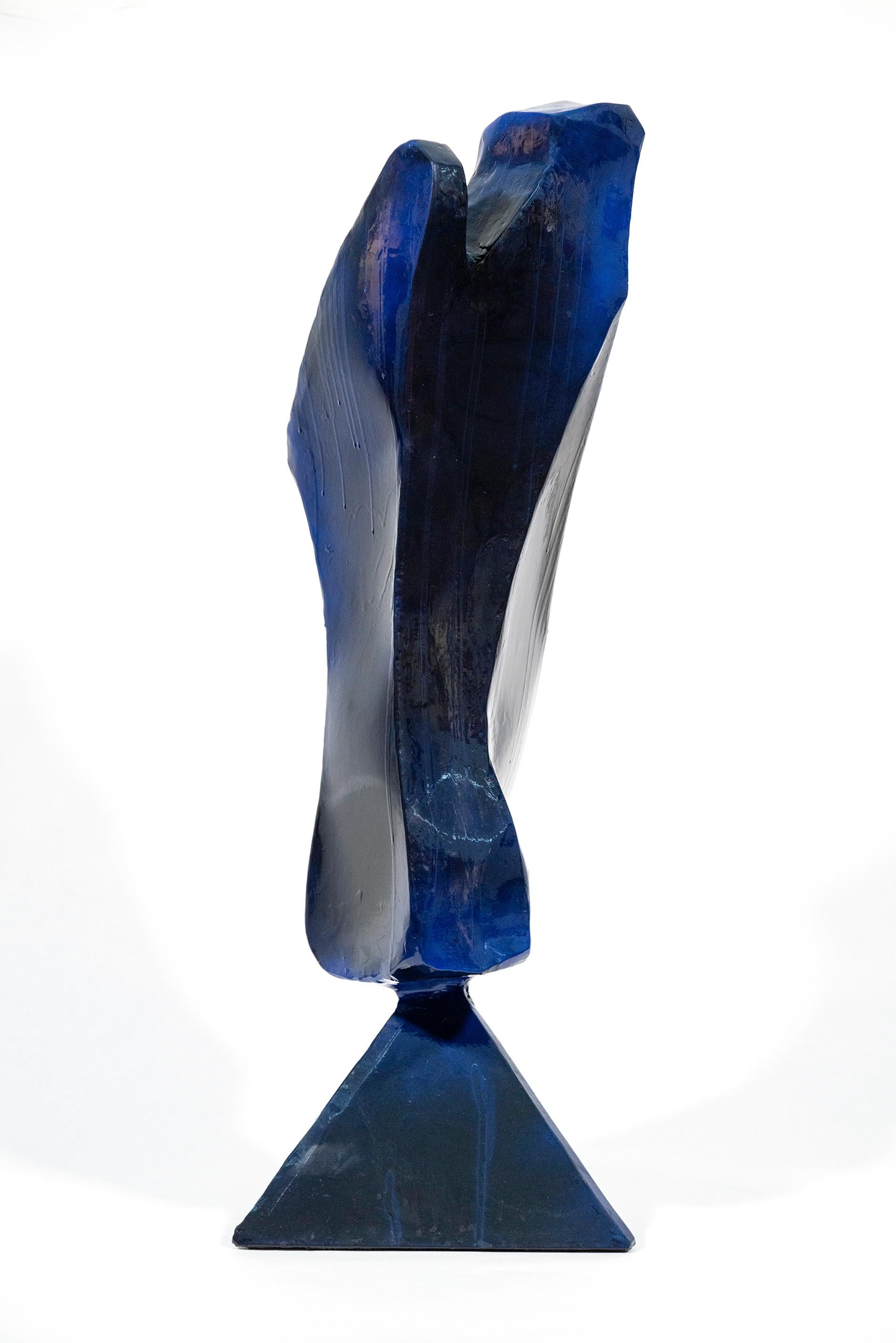 Monochromatic Variant Navy - abstract, contemporary, painted stainless sculpture For Sale 2