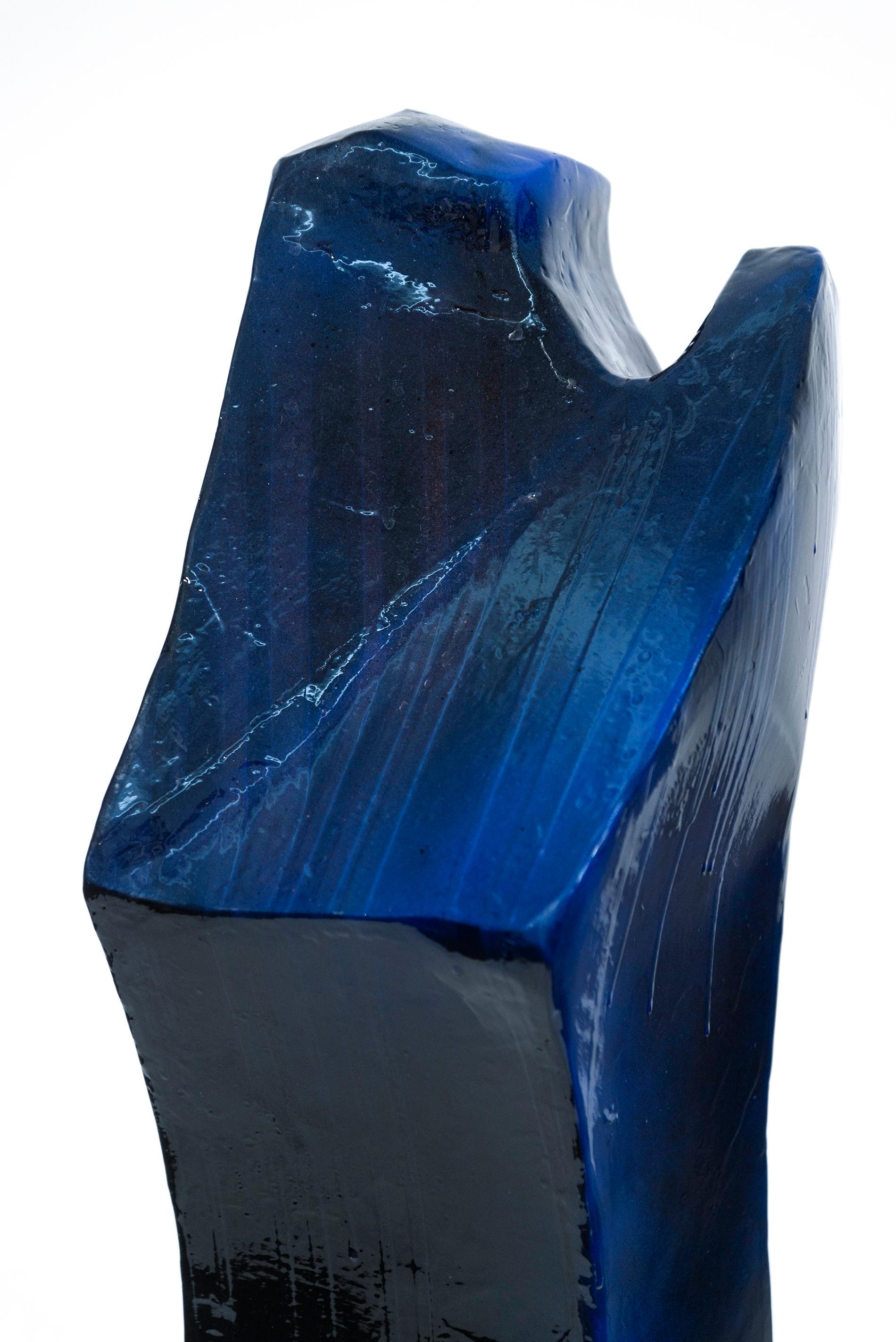 Monochromatic Variant Navy - abstract, contemporary, painted stainless sculpture For Sale 3