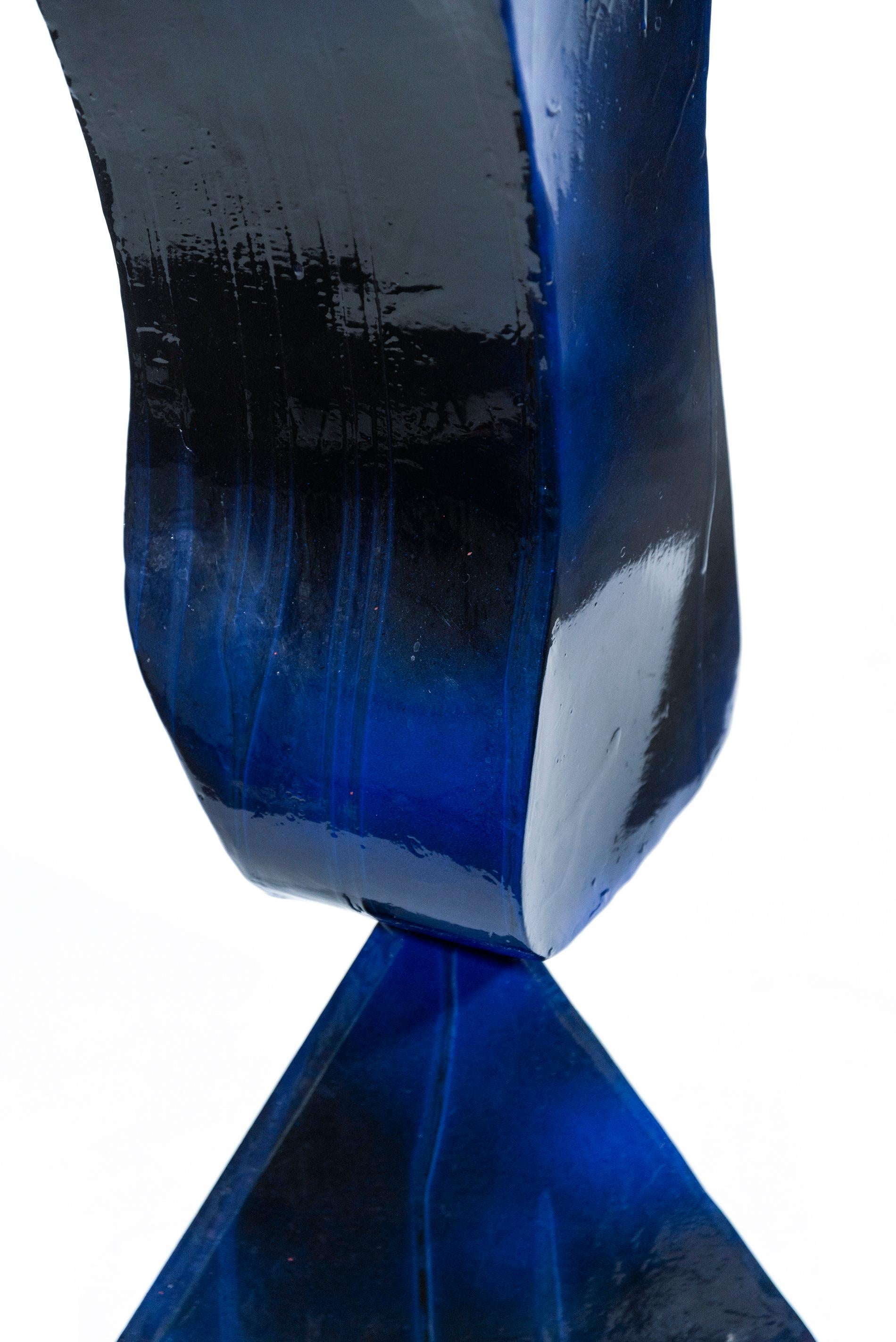 Monochromatic Variant Navy - abstract, contemporary, painted stainless sculpture For Sale 4