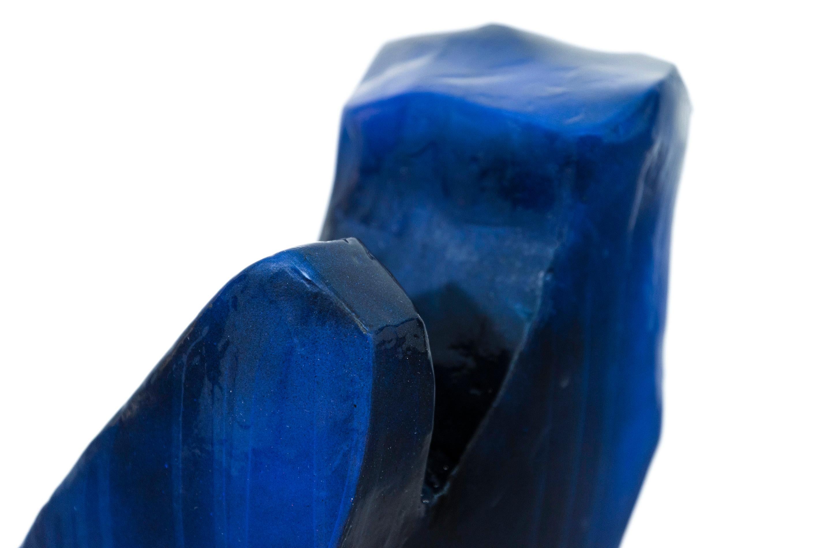 Monochromatic Variant Navy - abstract, contemporary, painted stainless sculpture For Sale 5