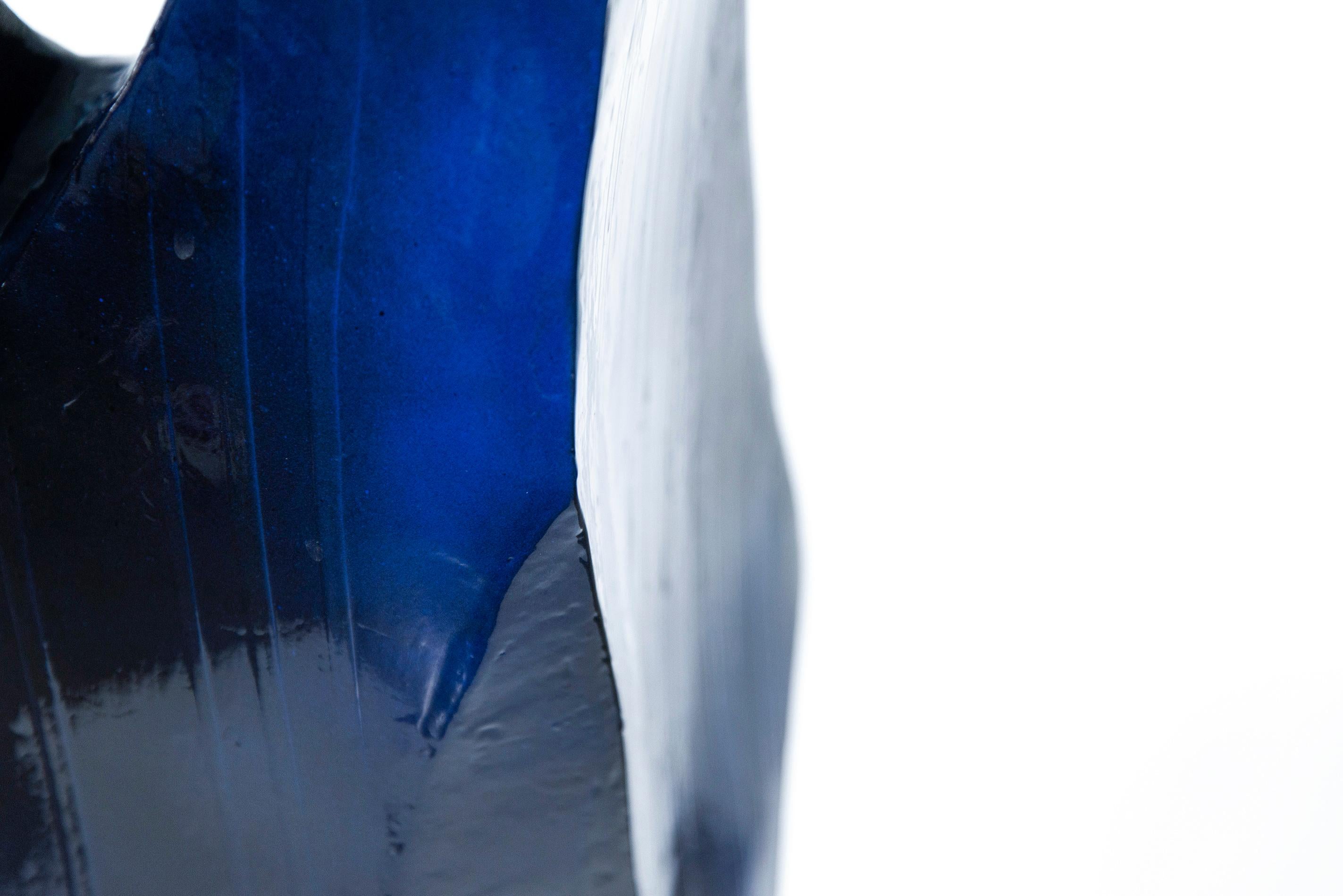 Monochromatic Variant Navy - abstract, contemporary, painted stainless sculpture For Sale 6
