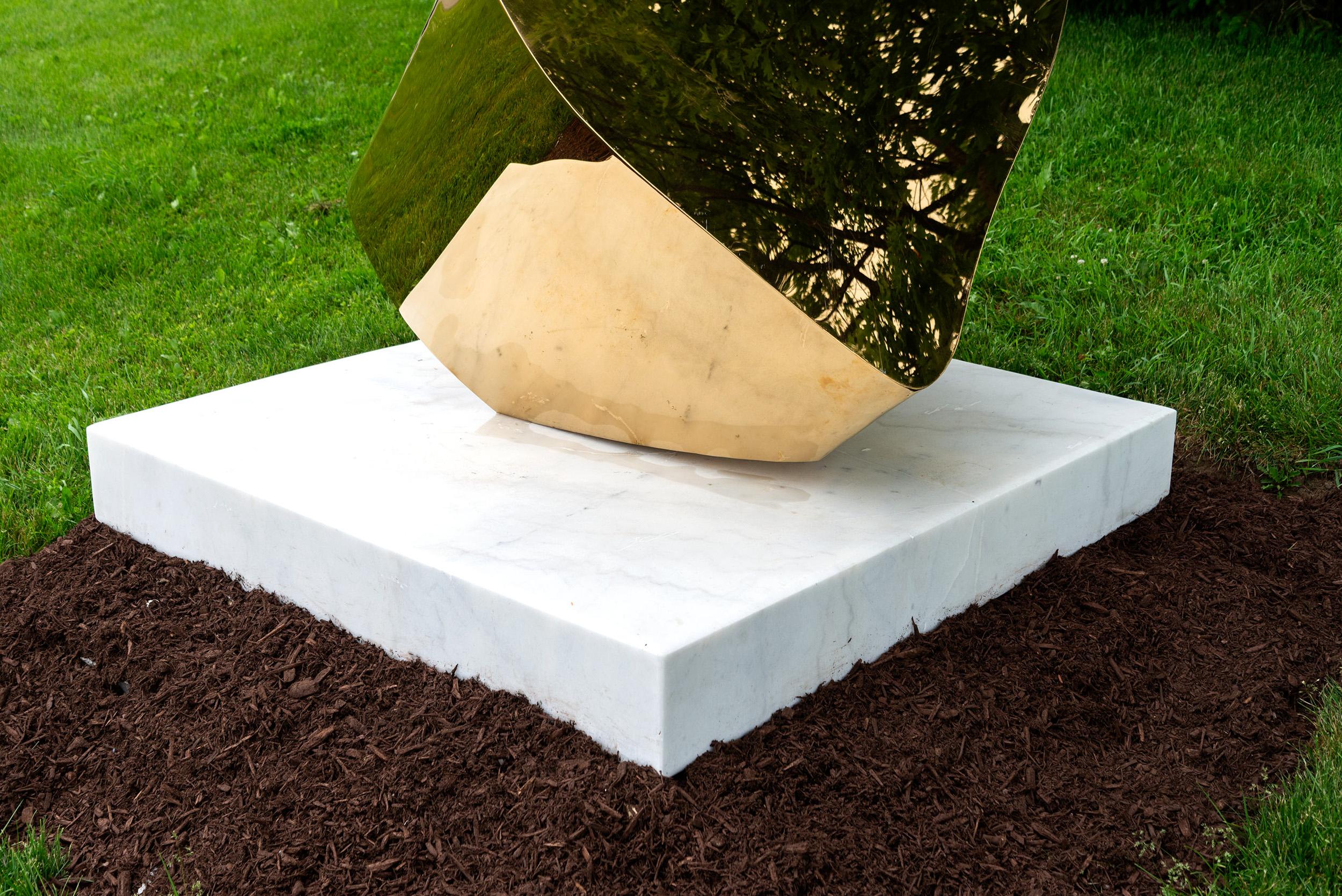 Orion - contemporary, abstract, 24kt gold-plated, marble, outdoor sculpture For Sale 3