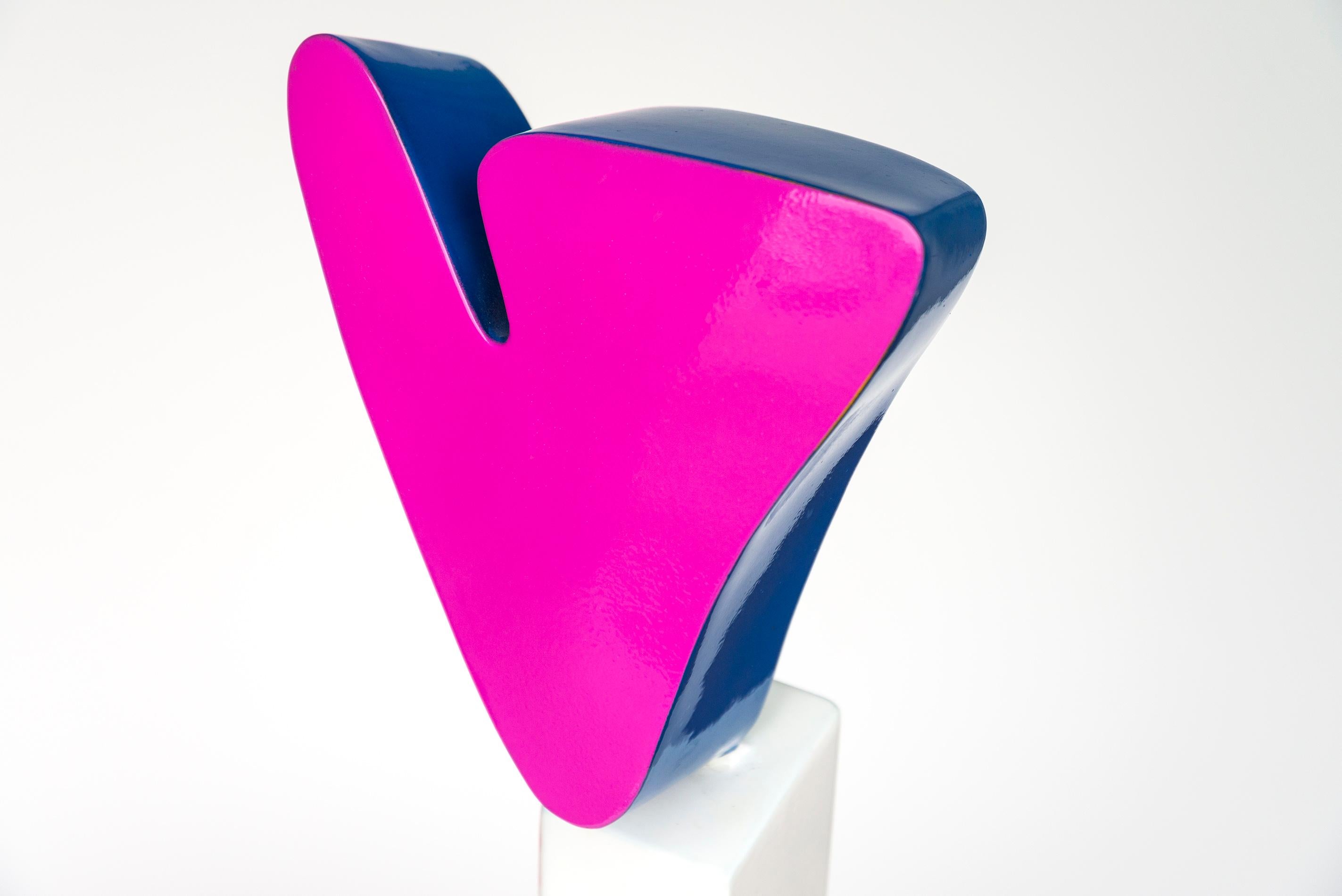 Purple Heart - bright, colourful, abstract, pop art, painted steel sculpture - Sculpture by Viktor Mitic