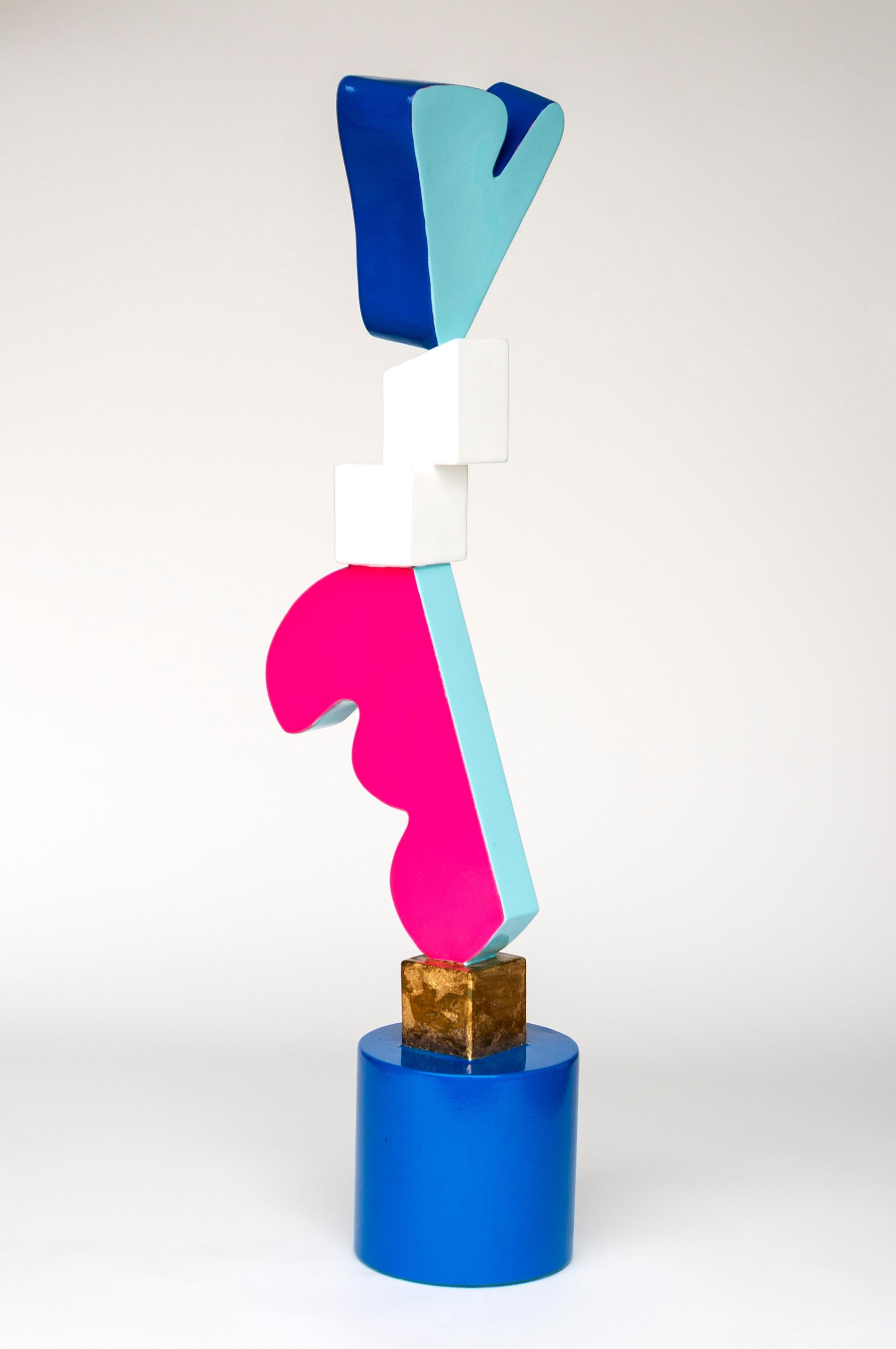 Purple Heart - bright, colourful, abstract, pop art, painted steel sculpture - Abstract Sculpture by Viktor Mitic