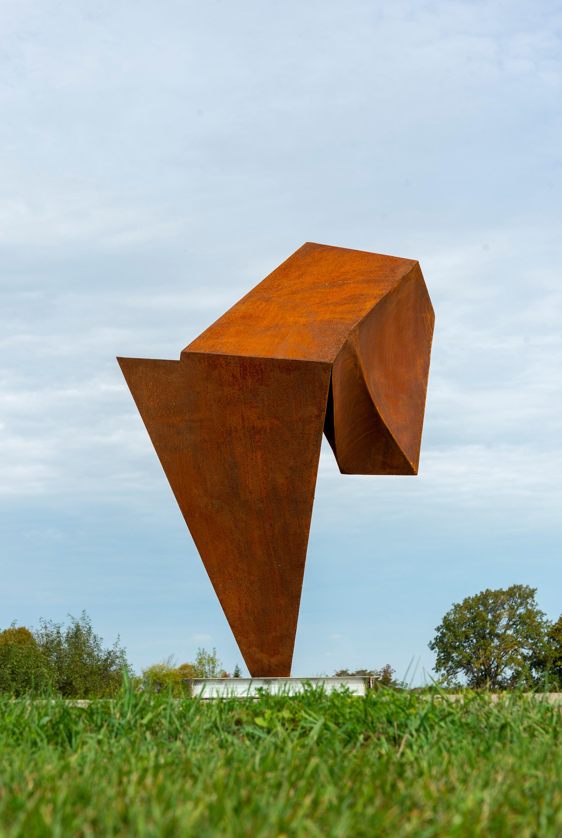 Sirius No 1 - contemporain, abstrait, acier Corten, sculpture d'extérieur - Bleu Abstract Sculpture par Viktor Mitic