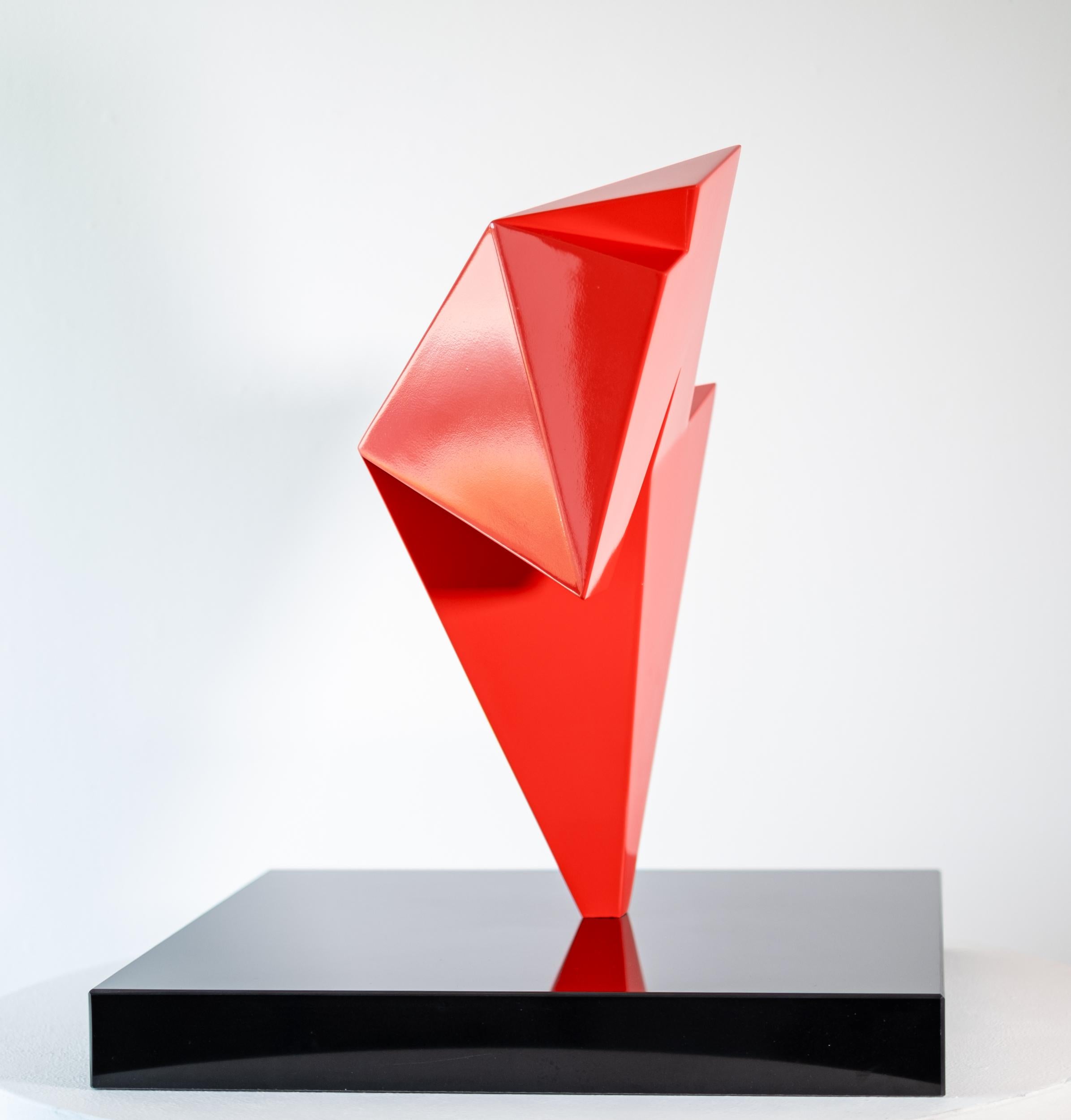 Sirius Red - abstract, contemporary, painted stainless steel sculpture - Sculpture by Viktor Mitic