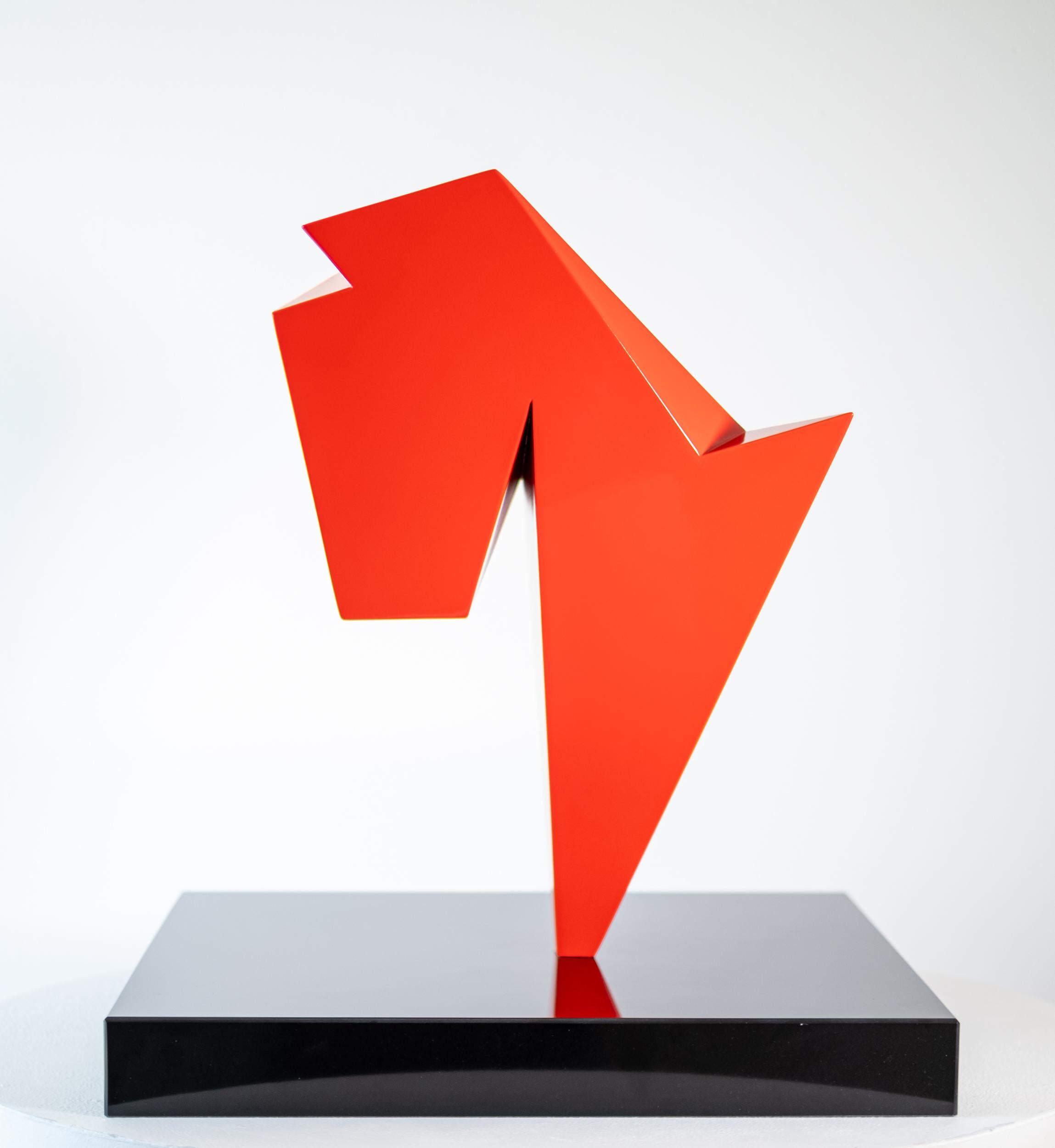 Sirius Red - abstract, contemporary, painted stainless steel sculpture - Abstract Sculpture by Viktor Mitic