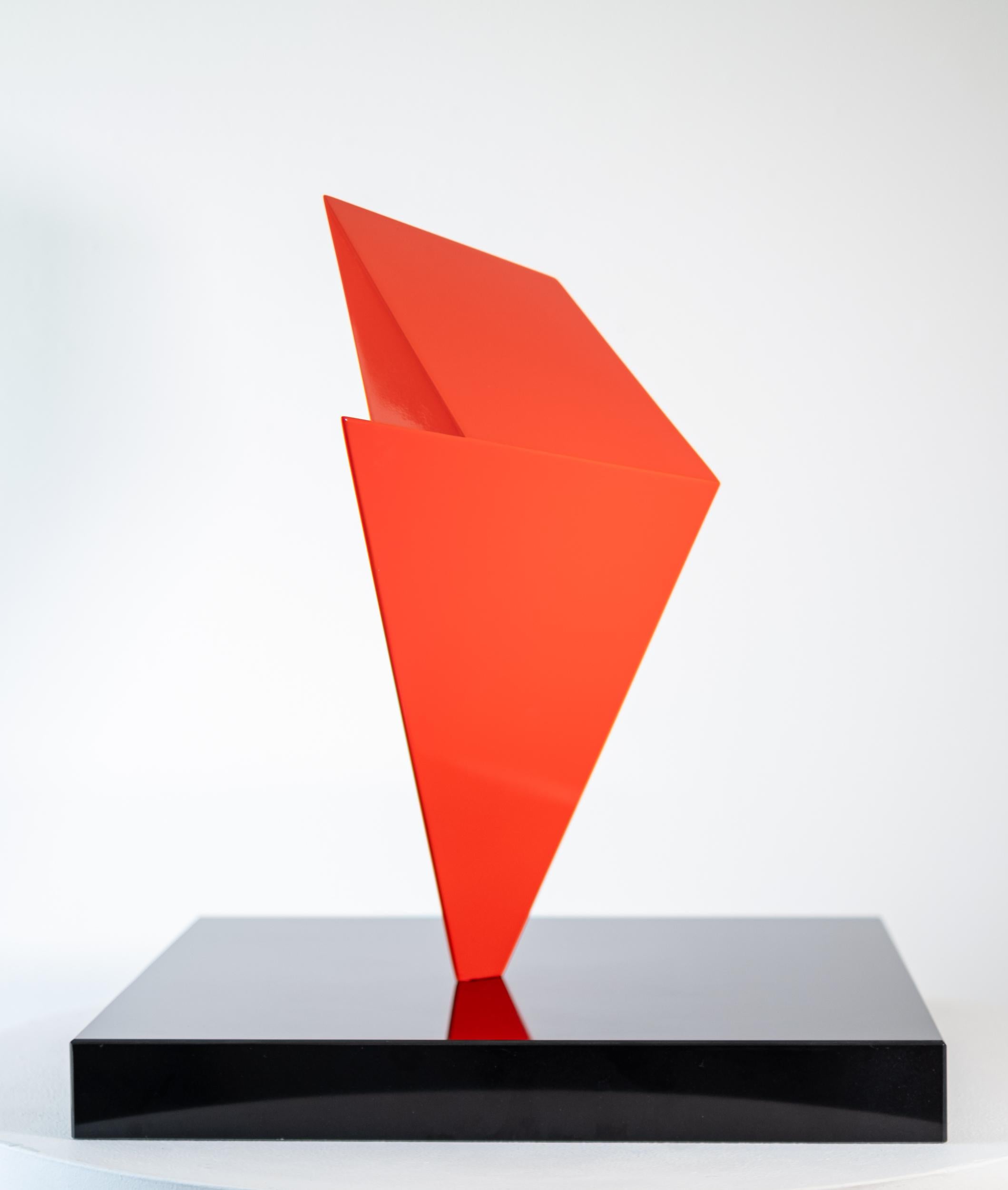Sirius Red - abstract, contemporary, painted stainless steel sculpture - Gray Abstract Sculpture by Viktor Mitic