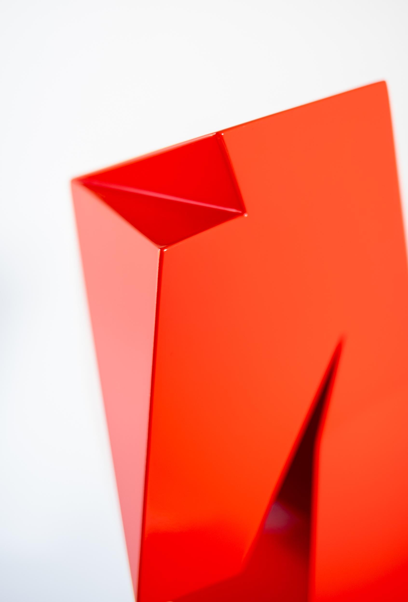 Sirius Red - abstract, contemporary, painted stainless steel sculpture For Sale 1