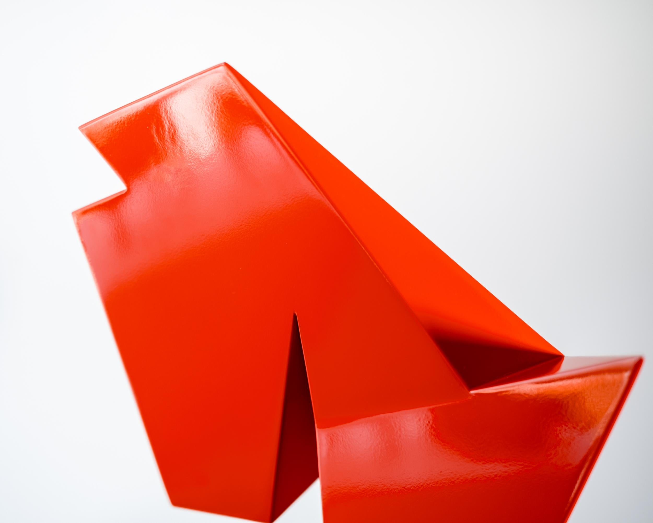 Sirius Red - abstract, contemporary, painted stainless steel sculpture For Sale 3