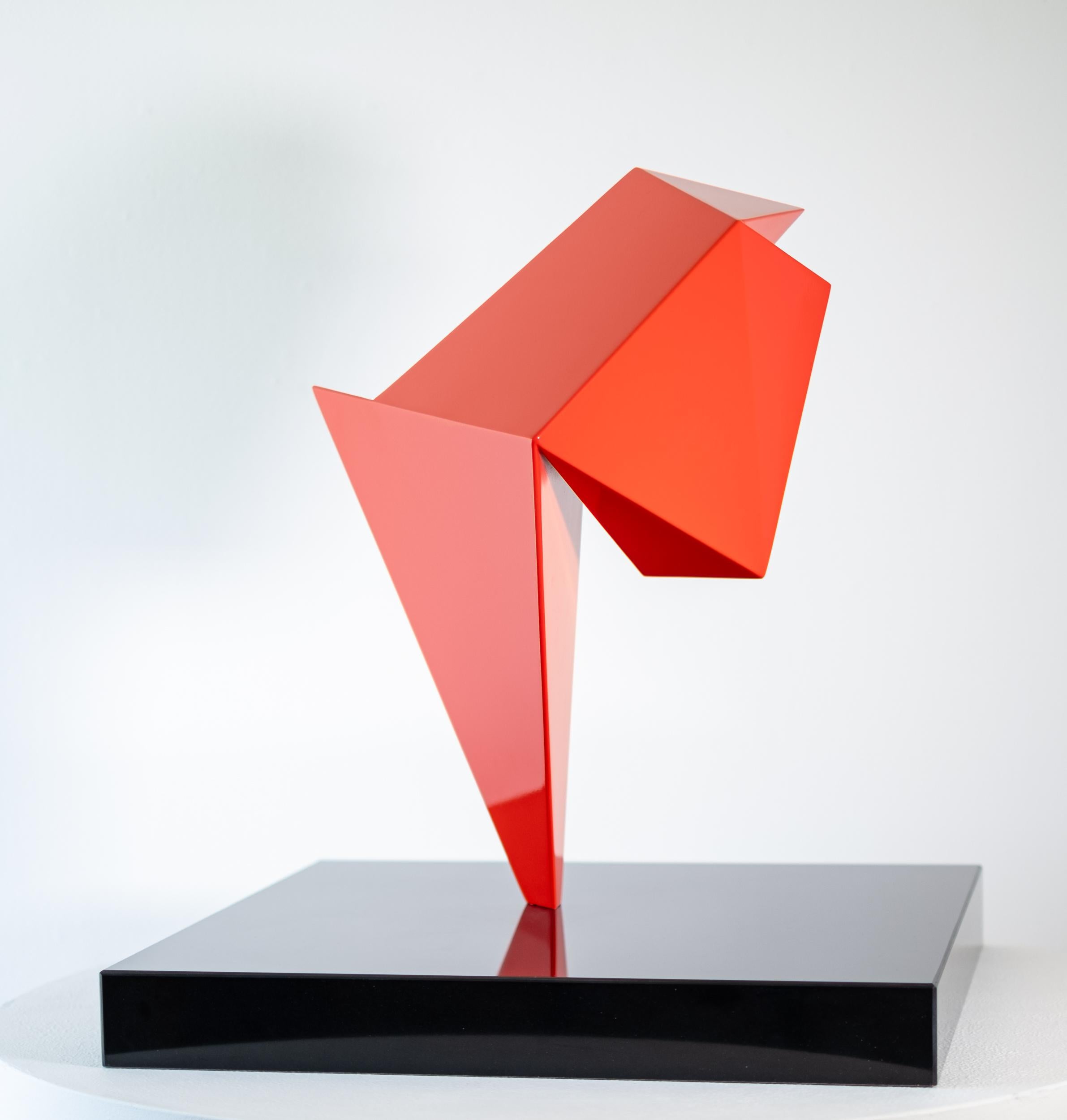 Sirius Red - abstract, contemporary, painted stainless steel sculpture