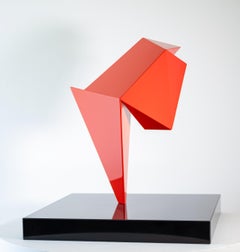 Sirius Red - abstract, contemporary, painted stainless steel sculpture