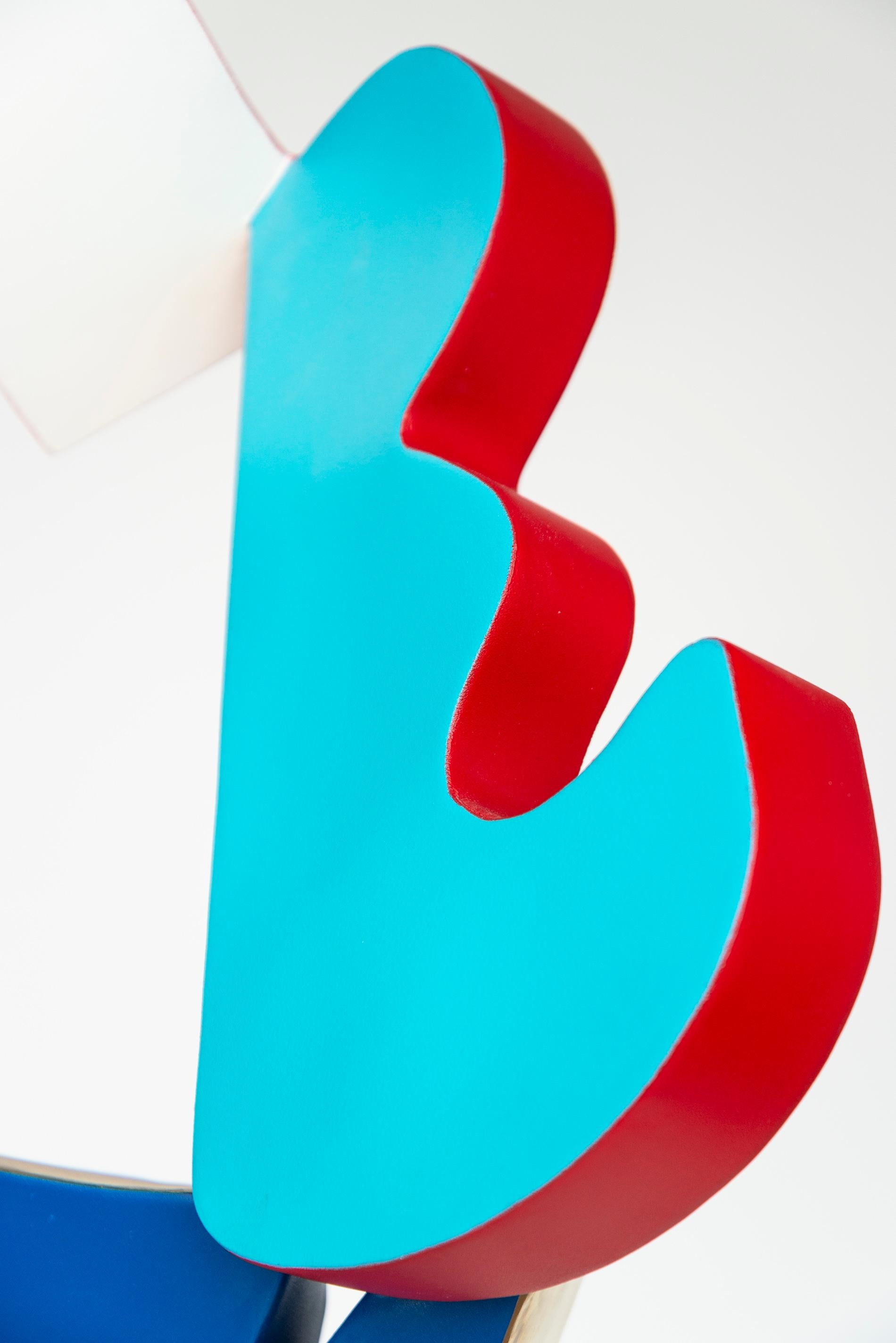 Swift - bright, colourful, abstract, pop art, painted stainless steel sculpture For Sale 4