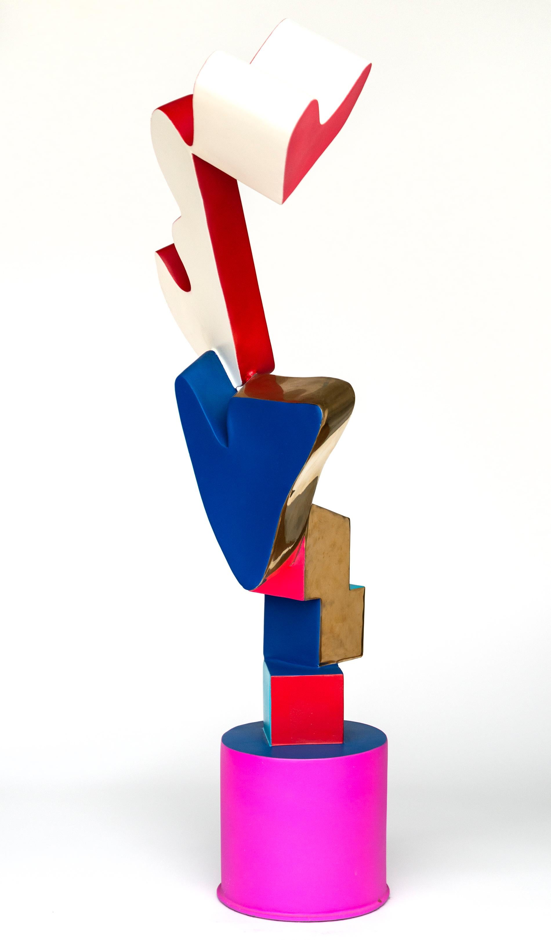 Swift - bright, colourful, abstract, pop art, painted stainless steel sculpture - Abstract Sculpture by Viktor Mitic