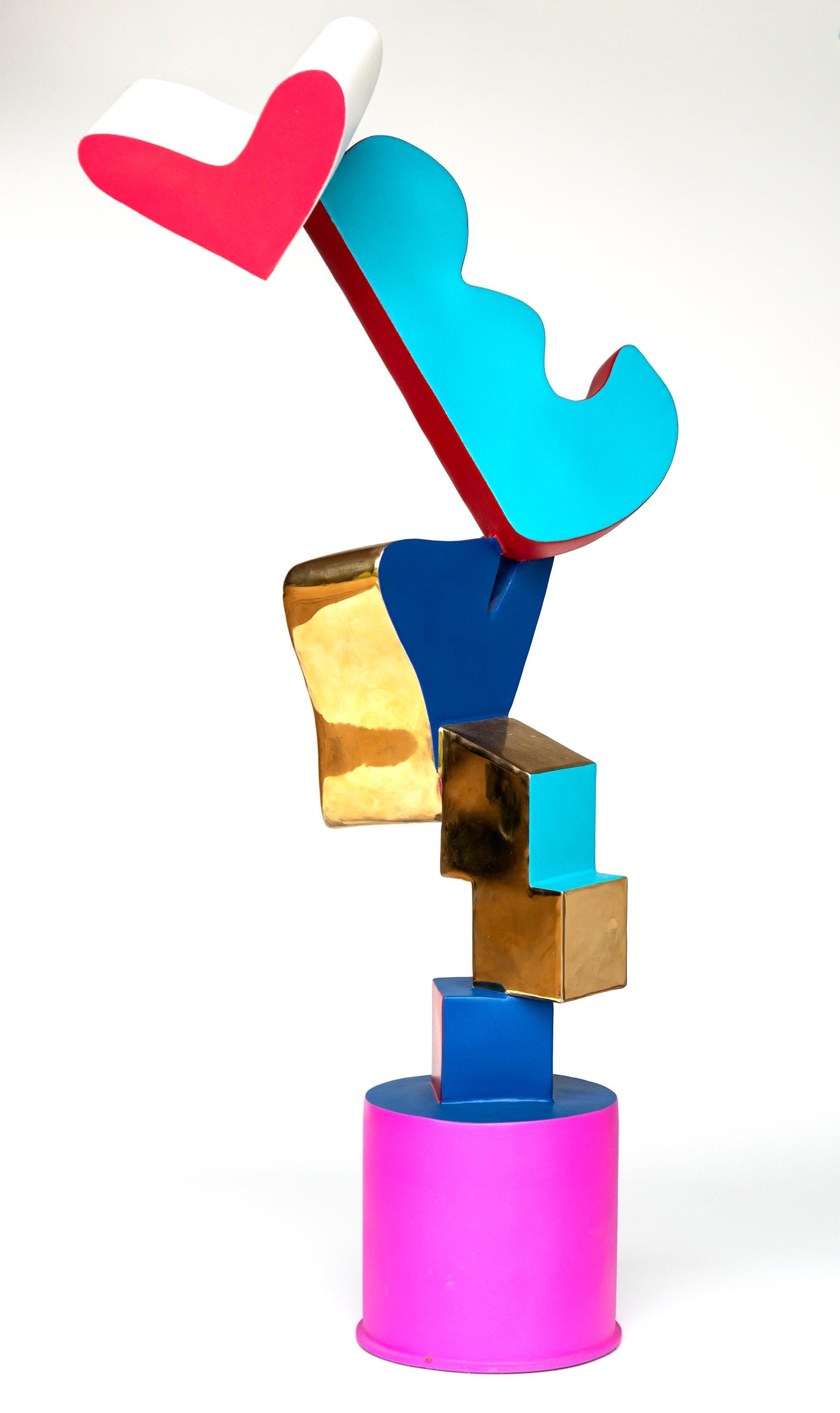 Swift - bright, colourful, abstract, pop art, painted stainless steel sculpture