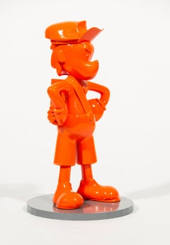 X-O-X Escultura Naranja Juguetona, Resina y Pintura, Edición 1 de 10