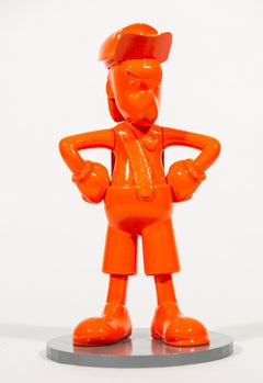 X-O-X Escultura Naranja Juguetona, Resina y Pintura, Edición 1 de 10