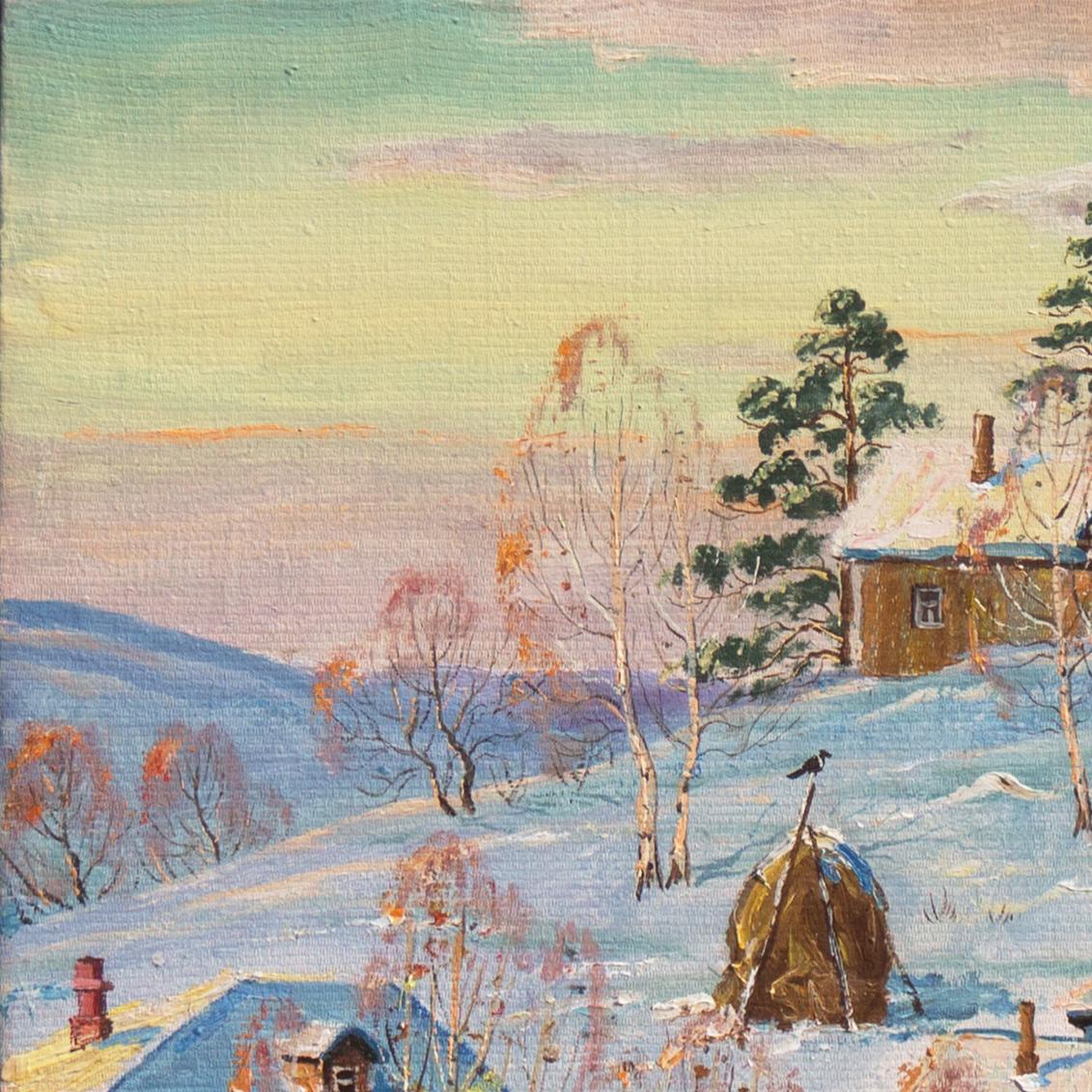 'Winter Village outside Moscow', Art and Graphics School, Lytkarinsky Museum  For Sale 1