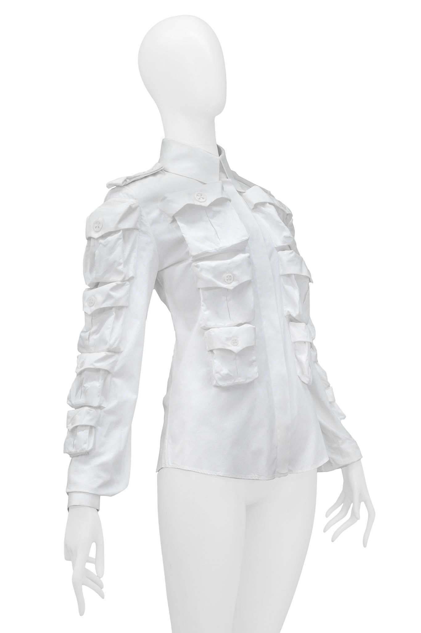 Gris Viktor & Rolf 2002 - Bouton de poche blanc à boutonnage multipoches en vente