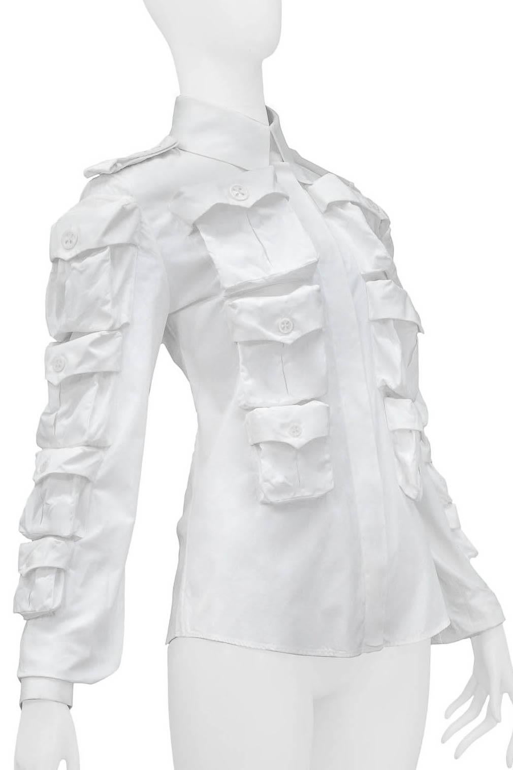Viktor & Rolf 2002 - Bouton de poche blanc à boutonnage multipoches Excellent état - En vente à Los Angeles, CA